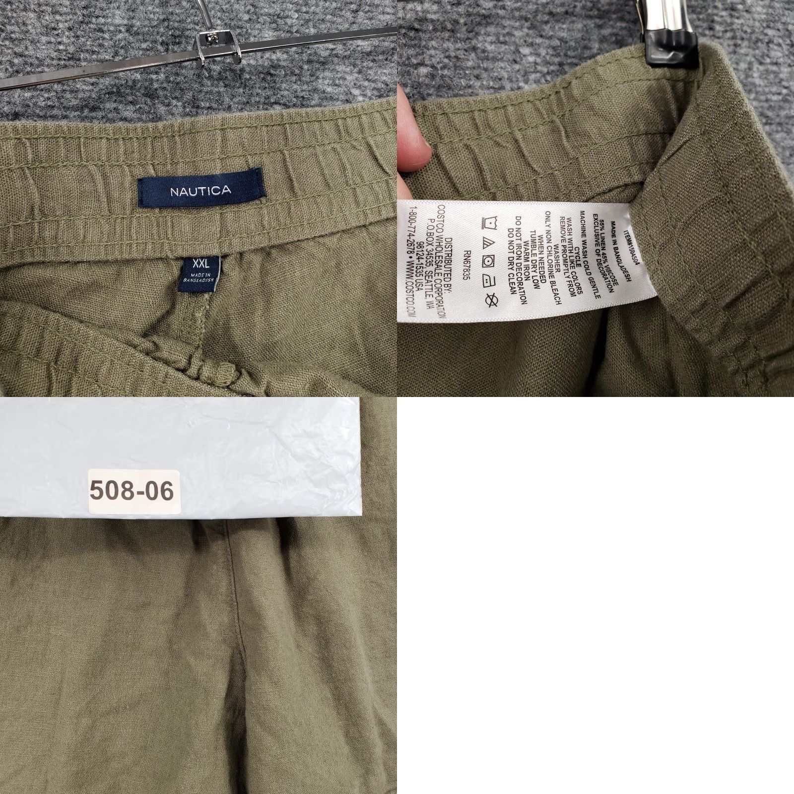 Nautica Nautica Shorts Womens 2XL Green Linen Drawstring Pull On Utility Shorts Size 40" / US 18 - 8 Thumbnail