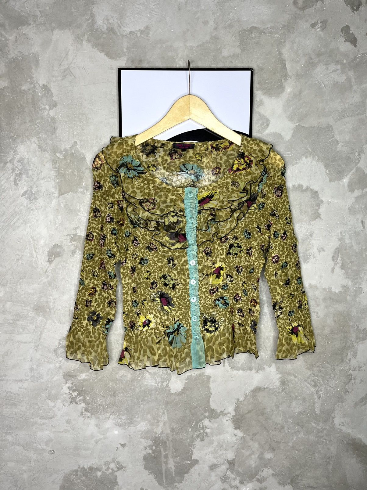 Pleats Please Issey Miyake Yuki Torii International Crinkle Floral Sheer Blouse Size M / US 6-8 / IT 42-44 - 1 Thumbnail
