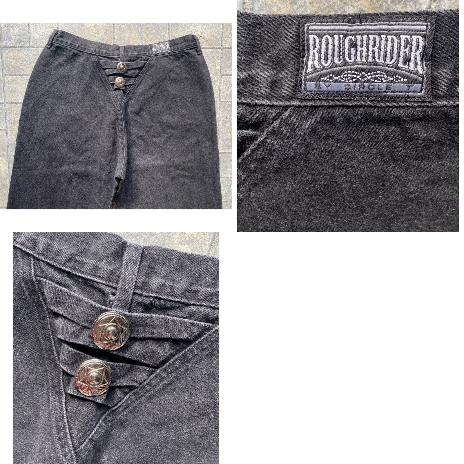 Denime VINTAGE Circle T Denim Jeans Womens 17/18 Inseam 36 Black Denim Western Pants VTG Circle T Womens 17/18 Inseam 36 Black Size 38" / US 16 / IT 52 - 9 Thumbnail