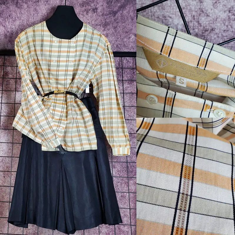 Dior Dior Women's Yellow Checkered Long Sleeve Cropped Shirt 0089 Size S / US 4 / IT 40 - 1 Thumbnail