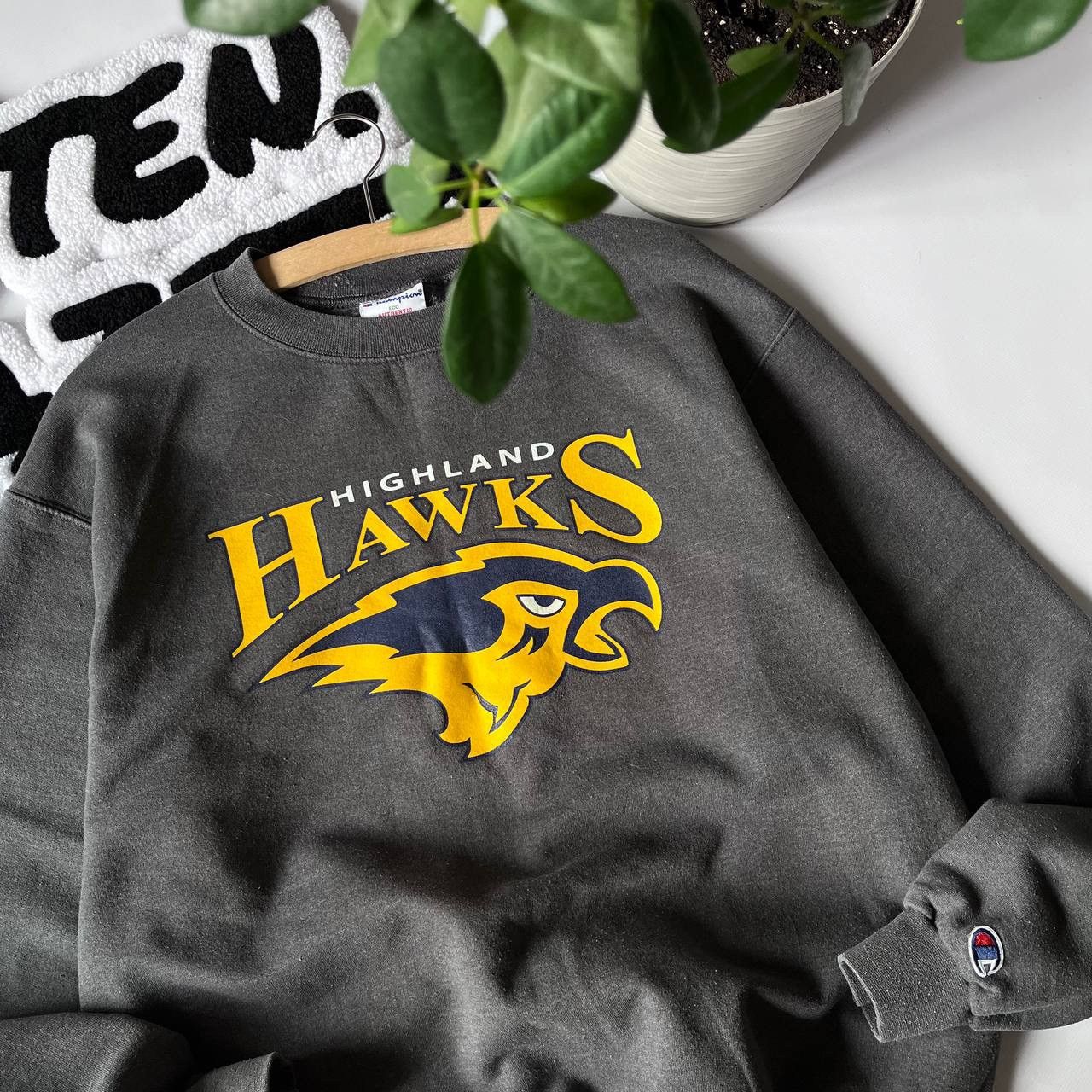 Champion × Vintage Champion Highland Hawks Sweatshirt Basketball University Size US L / EU 52-54 / 3 - 1 Thumbnail