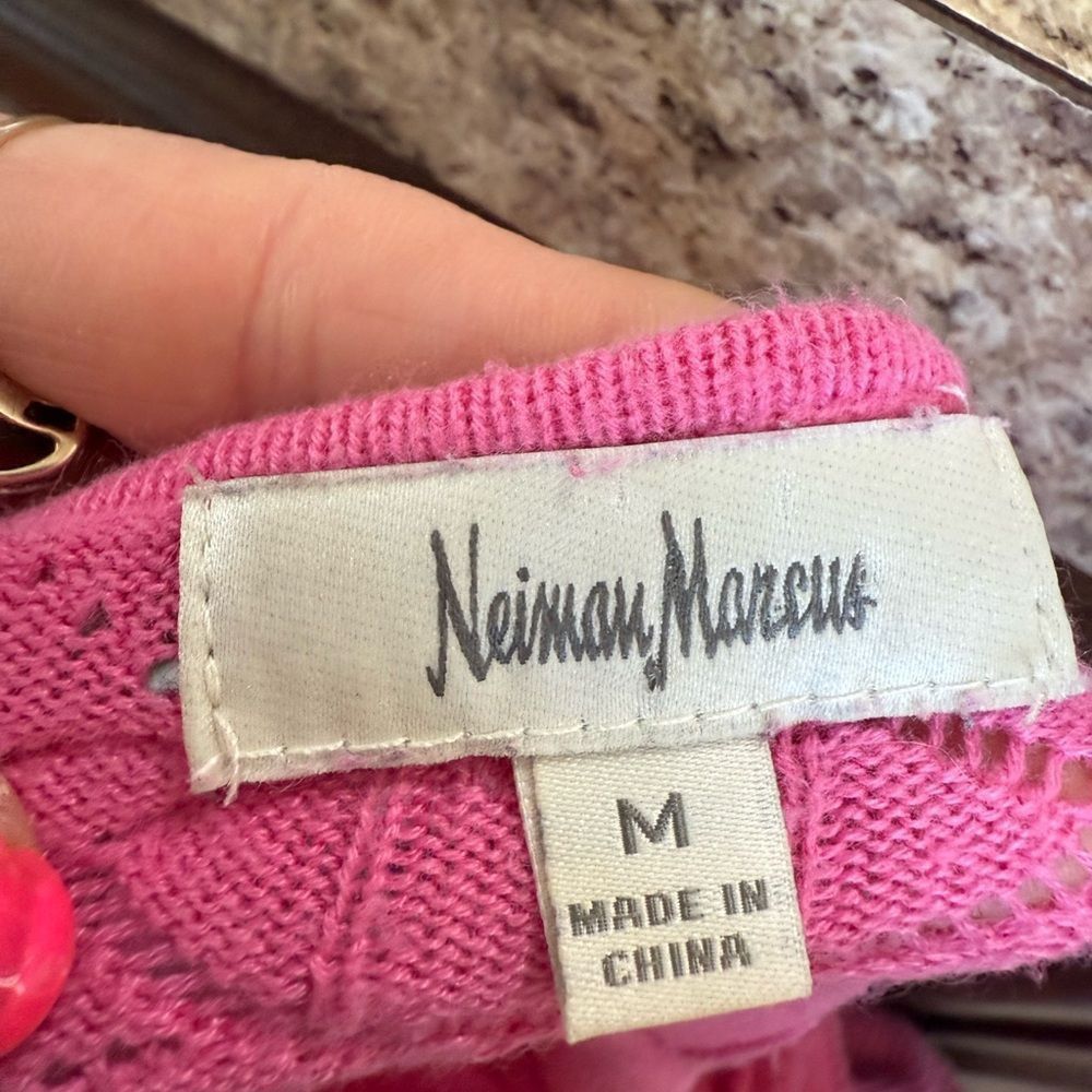 Neiman Marcus Neiman Marcus Pink Ruffled Flutter Sleeve Blouse Size M / US 6-8 / IT 42-44 - 6 Thumbnail