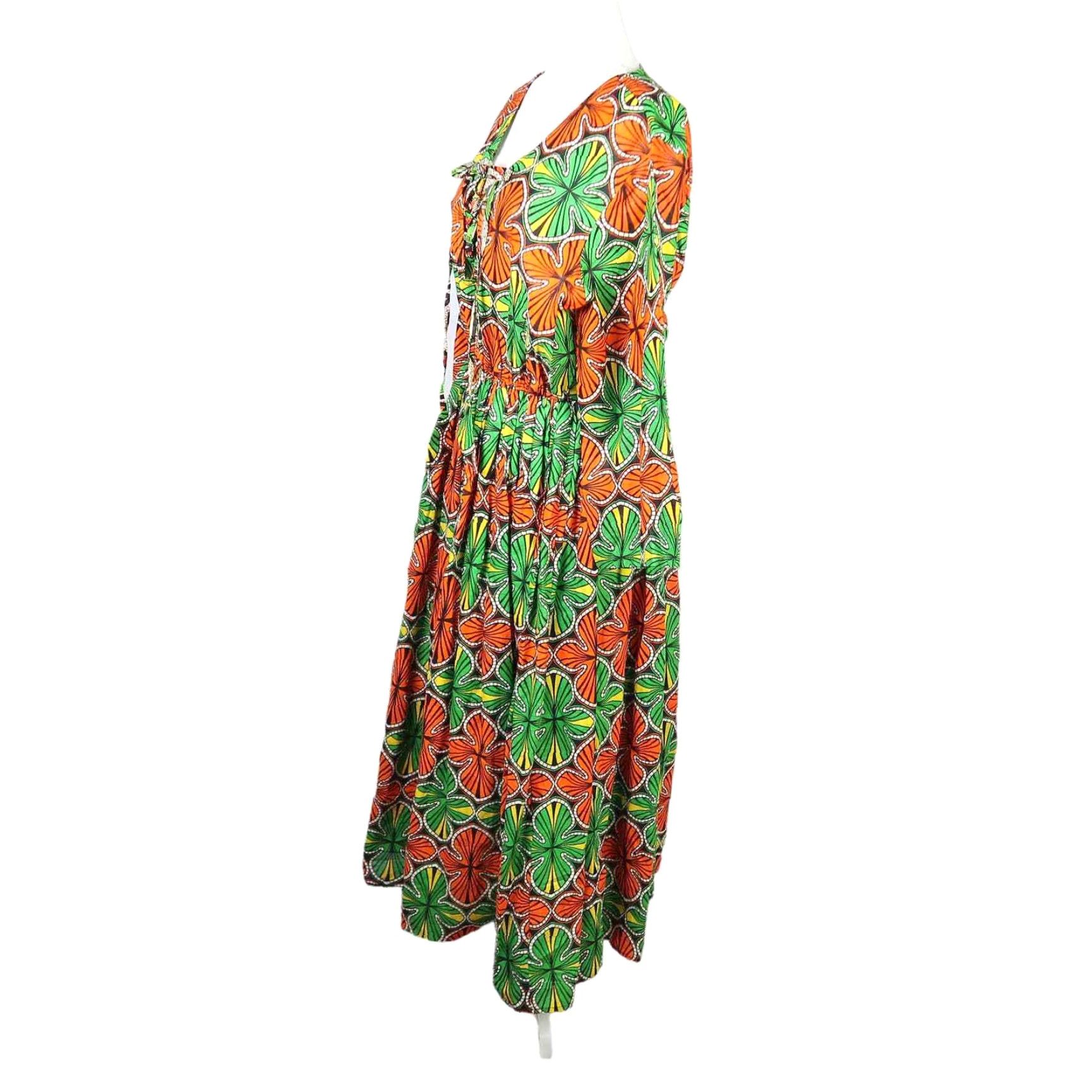 Vintage VINTAGE 70s orange floral midi dress M Size M / US 6-8 / IT 42-44 - 4 Thumbnail