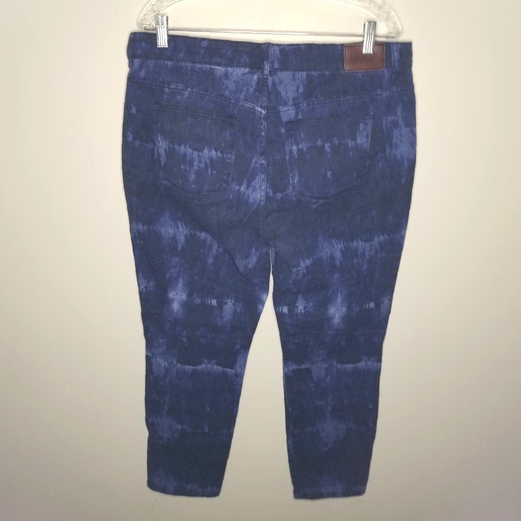 Ralph Lauren Lauren Ralph Lauren Womens Jeans Size 14 Skinny Cropped Blue Tie Dye Size 36" / US 14 / IT 50 - 4 Thumbnail