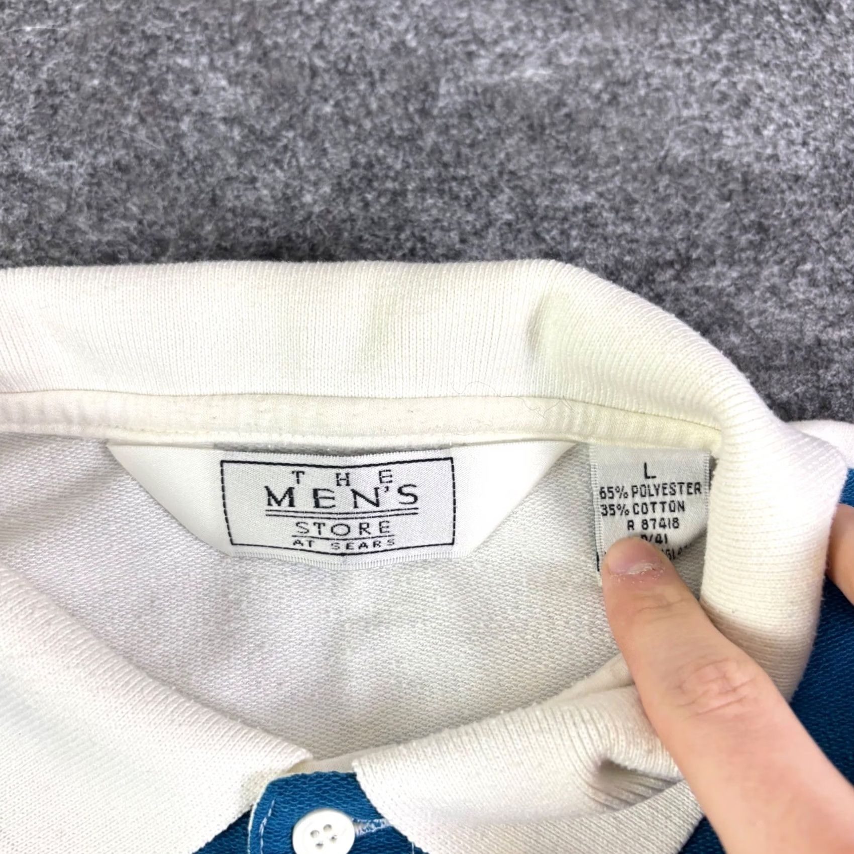 Sears VINTAGE The Men's Store at Sears Striped Polo Sweatshirt Blue White L Mens Size US L / EU 52-54 / 3 - 4 Thumbnail