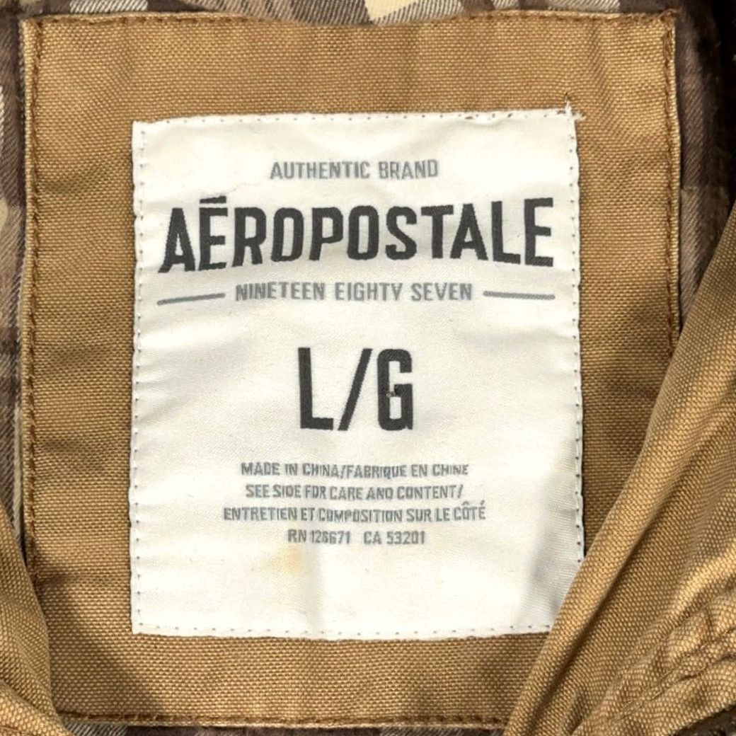 Aeropostale AEROPOSTALE Jacket Adult LARGE Brown Sherpa Lined Trucker Canvas Plaid Lined Y2K Mens Size US L / EU 52-54 / 3 - 5 Thumbnail