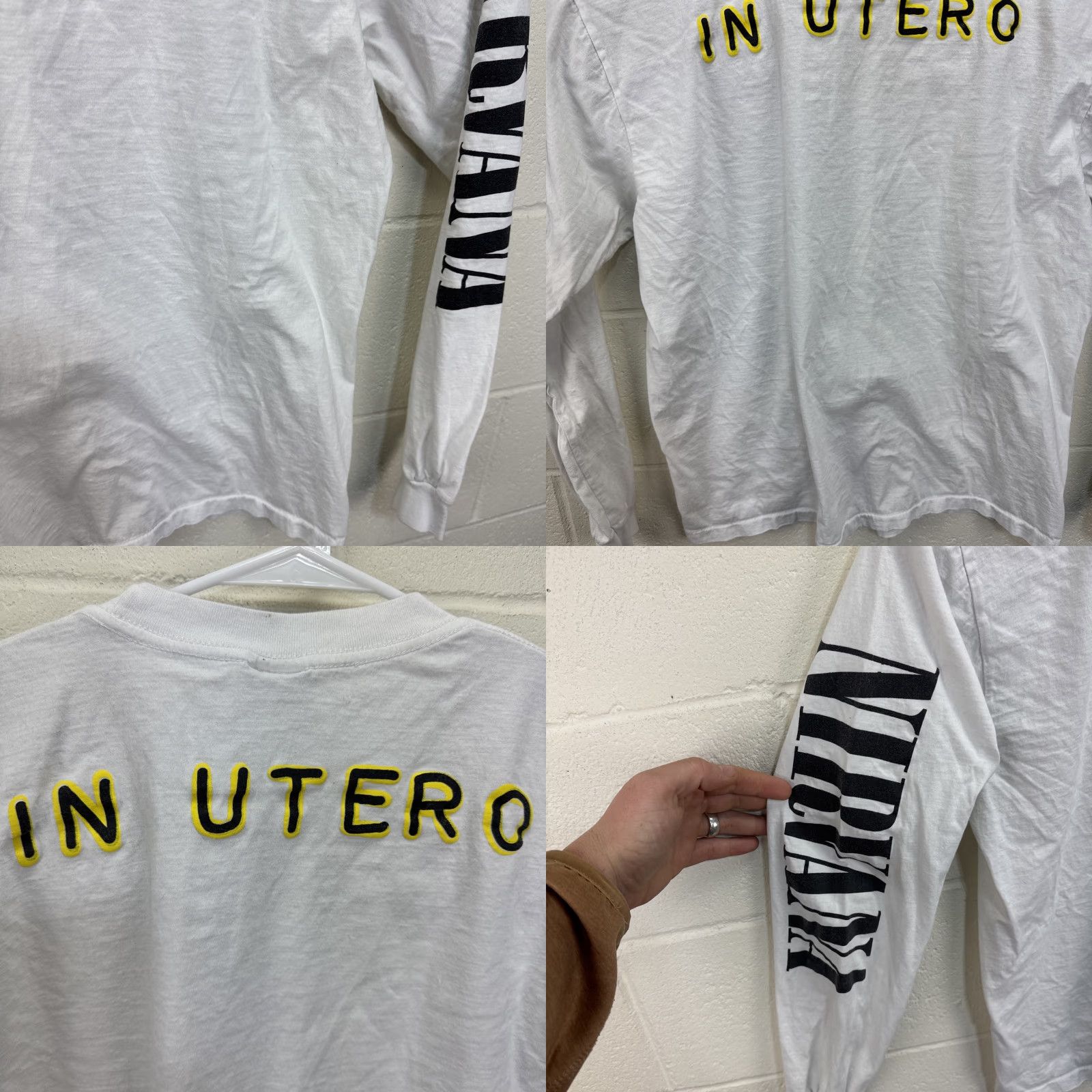 Vintage VINTAGE Nirvana In Utero Band Tee Long Sleeve Shirt Reprint White XL Sleeve Hits Size US XL / EU 56 / 4 - 10 Thumbnail