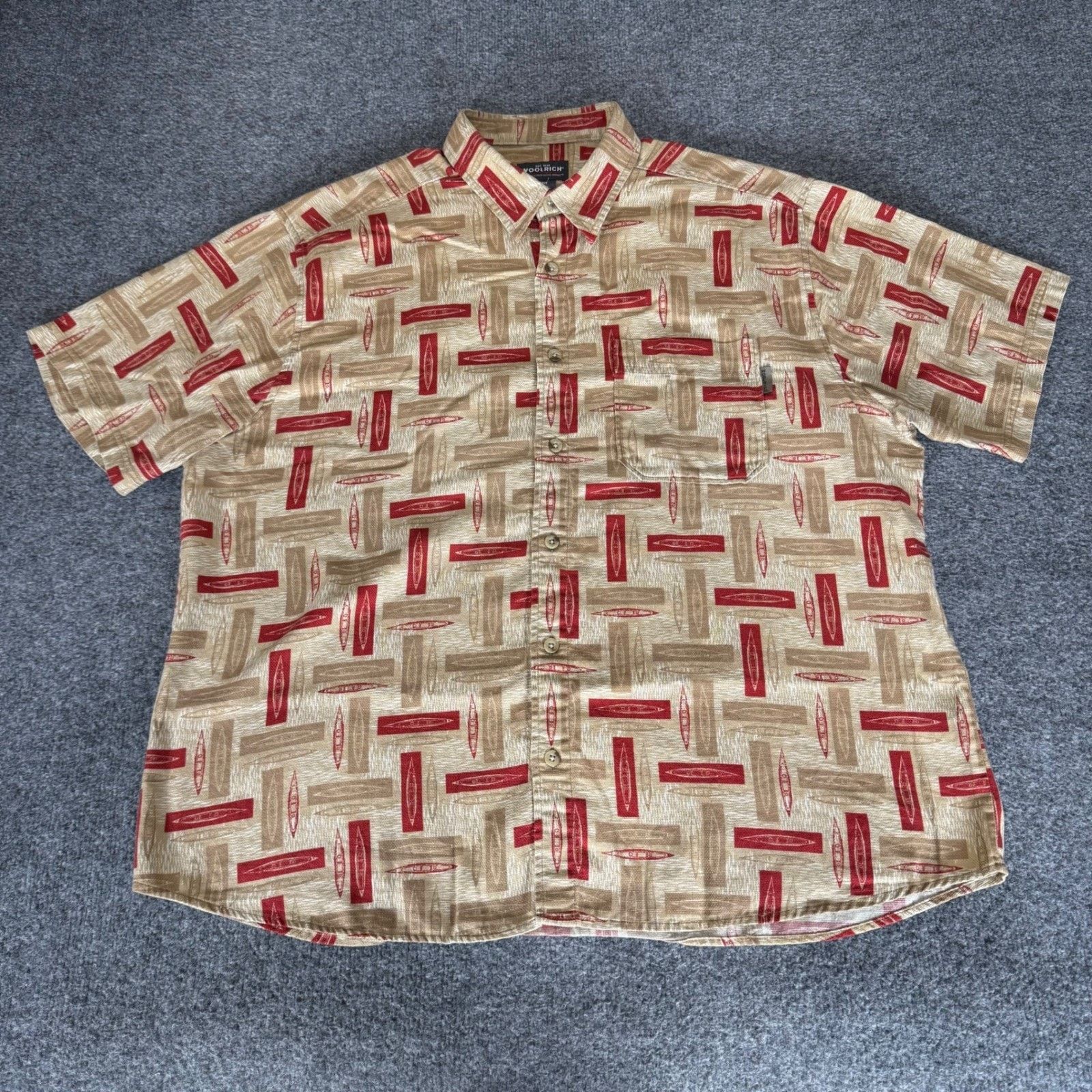 Other Woolrich Shirt Mens XL Khaki AOP Kayaks Short Sleeve Size US XL / EU 56 / 4 - 1 Thumbnail