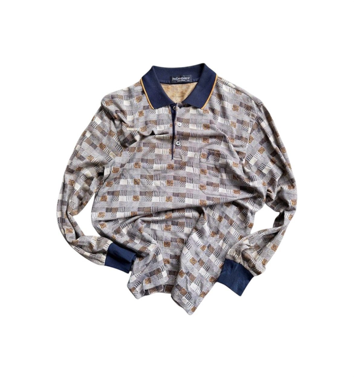 Yves Saint Laurent Rare‼️ Yves Saint Laurent Long Sleeve Patern Rugby Polos Size US M / EU 48-50 / 2 - 1 Thumbnail