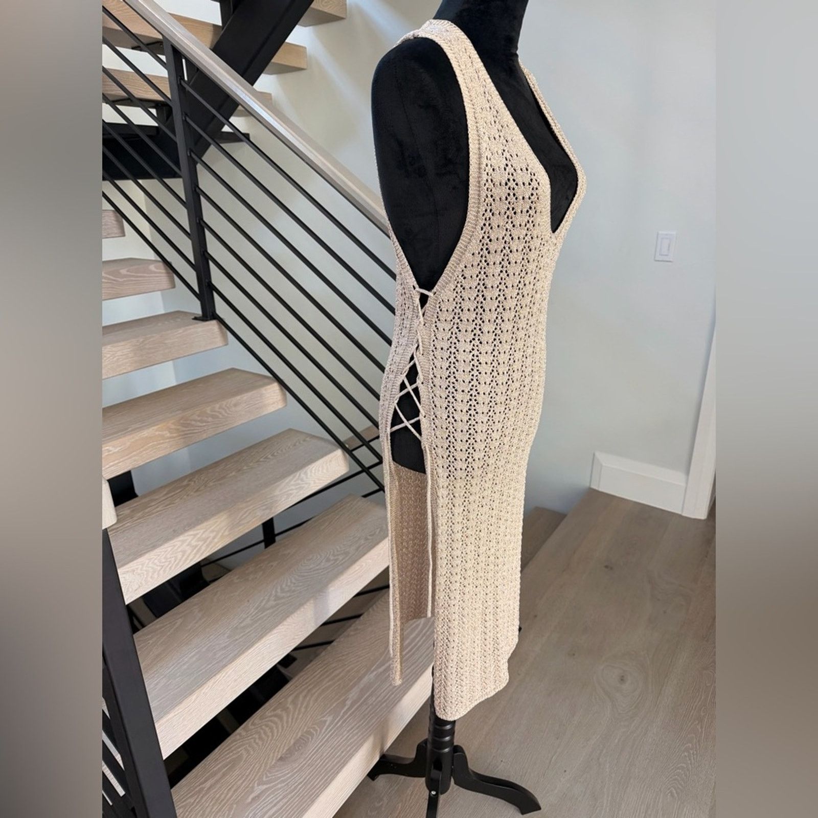 Other New Gold Shimmery Tan Knit Beach Vacay Cover Up one size Size ONE SIZE - 2 Thumbnail