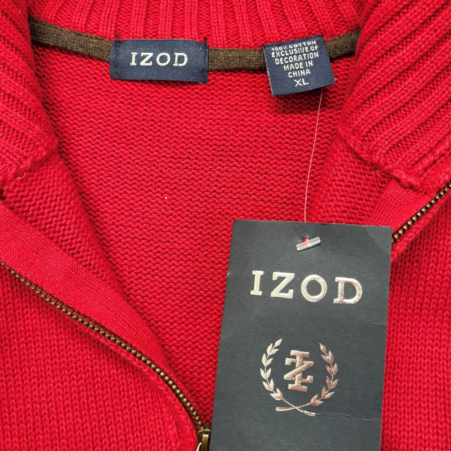 Izod VINTAGE is not applicable; IZOD Sweater Mens XL Red Knit Cotton 1/4 Zip Pullover Long Sleeve Modern Classic Size US XL / EU 56 / 4 - 3 Thumbnail
