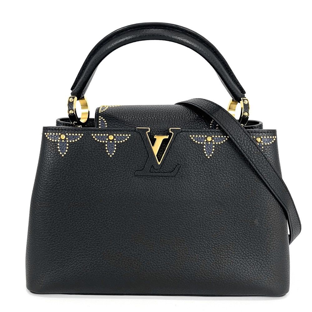 Louis Vuitton Capucines PM Taurillon Shoulder Bag Black