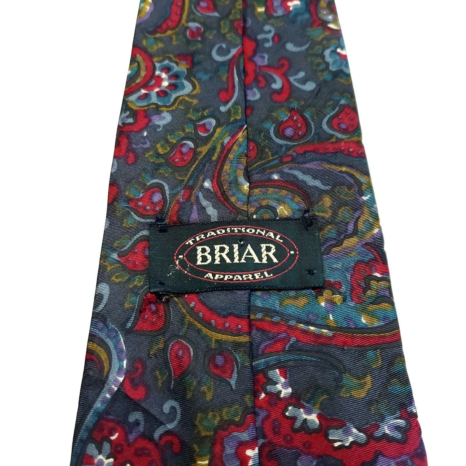 Designer Briar Traditional Apparel Green Red Paisley Print Short Silk Size ONE SIZE - 3 Thumbnail