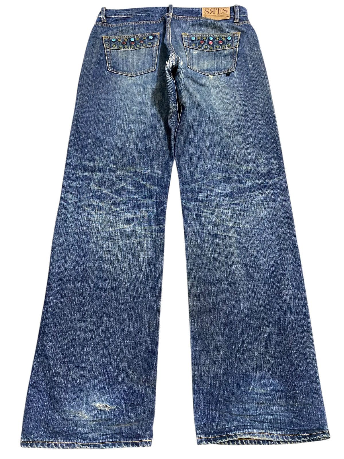 Japanese Brand Vintage Project SRS Rhinestone Avant Garde Style Jeans Size US 34 / EU 50 - 4 Thumbnail