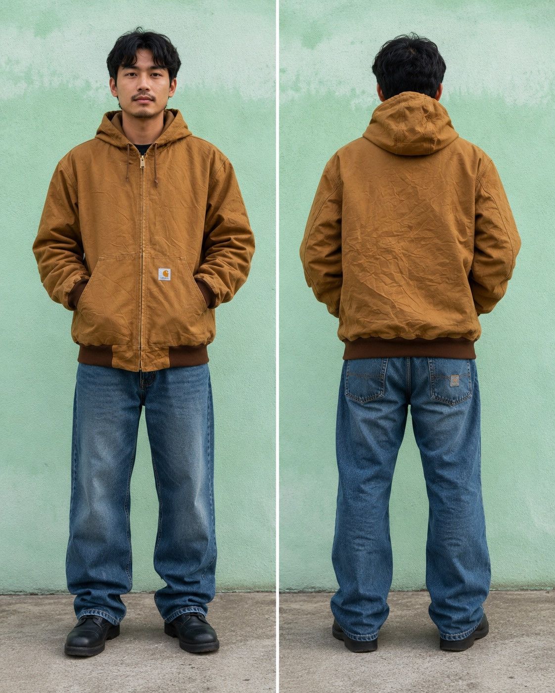 Carhartt VTG Carhartt J131 BRNThermal Lined Hoodie Jacket Made In USA Size US L / EU 52-54 / 3 - 1 Thumbnail