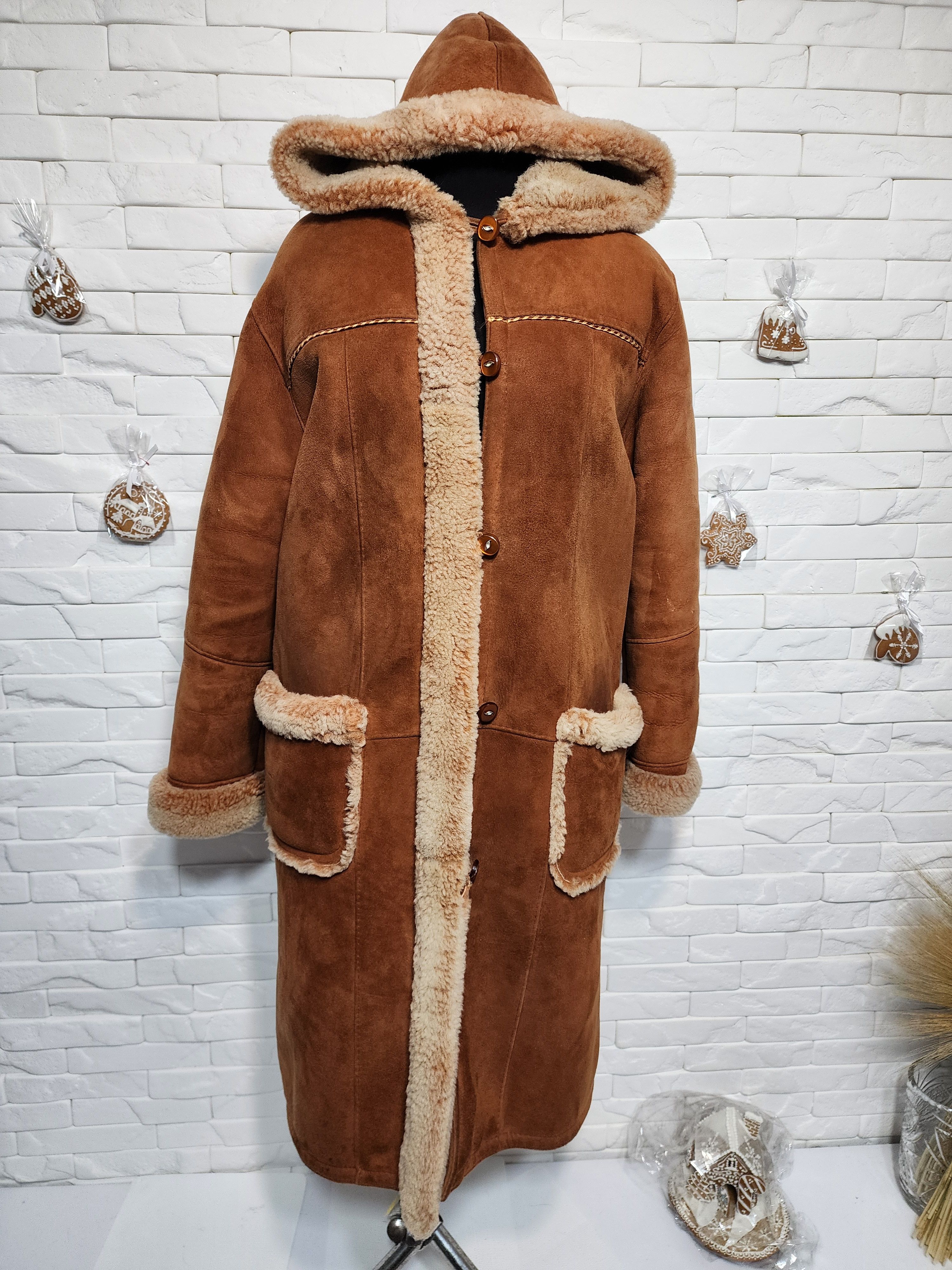 Furla Brown Sheepskin Coat: Women's Warm Fur Hooded Coat Size XL / US 12-14 / IT 48-50 - 1 Thumbnail