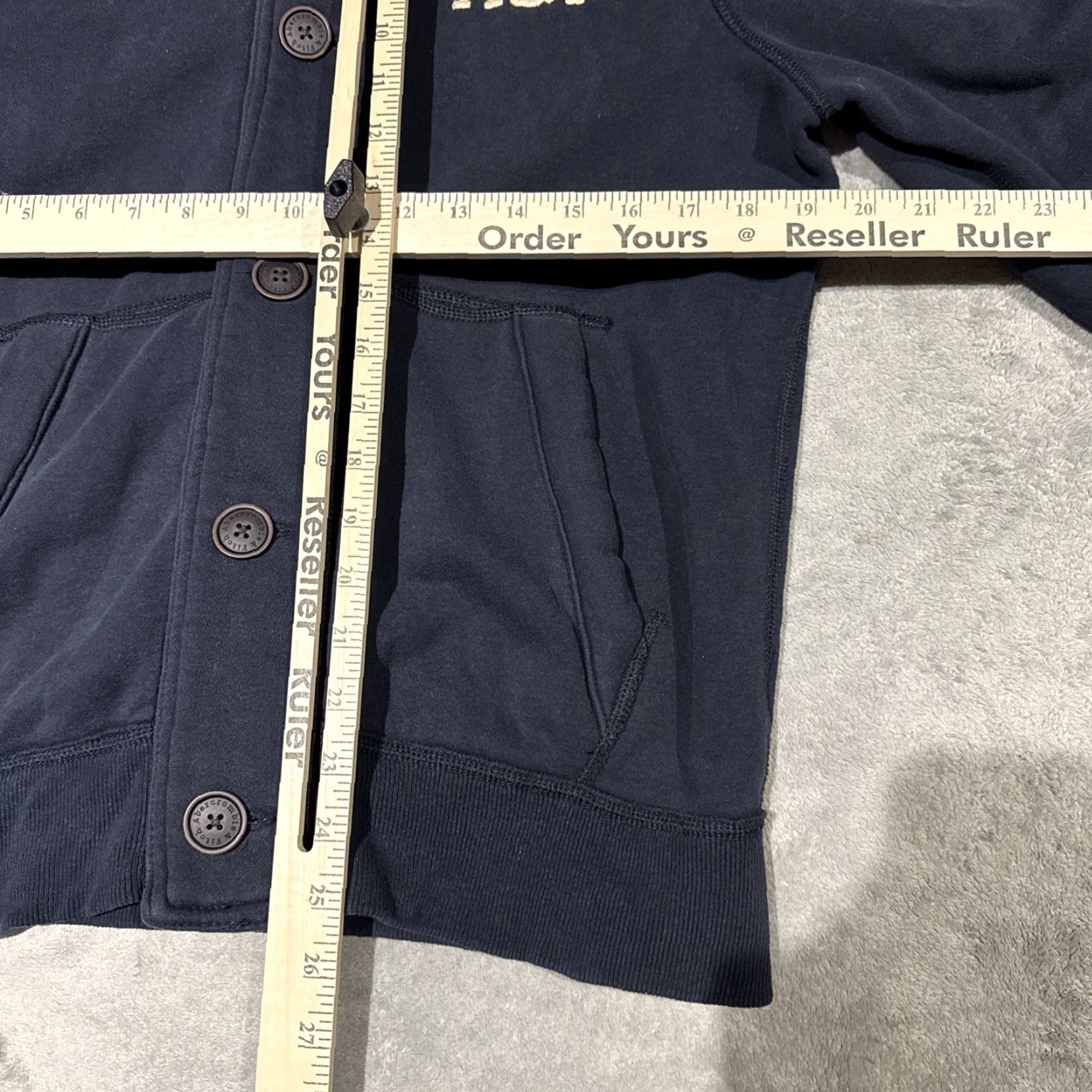 Abercrombie & Fitch Abercrombie & Fitch Sweatshirt Hoodie Mens Large Blue Button Up Cardigan Hooded Muscle Heavy Logo Size US L / EU 52-54 / 3 - 7 Thumbnail