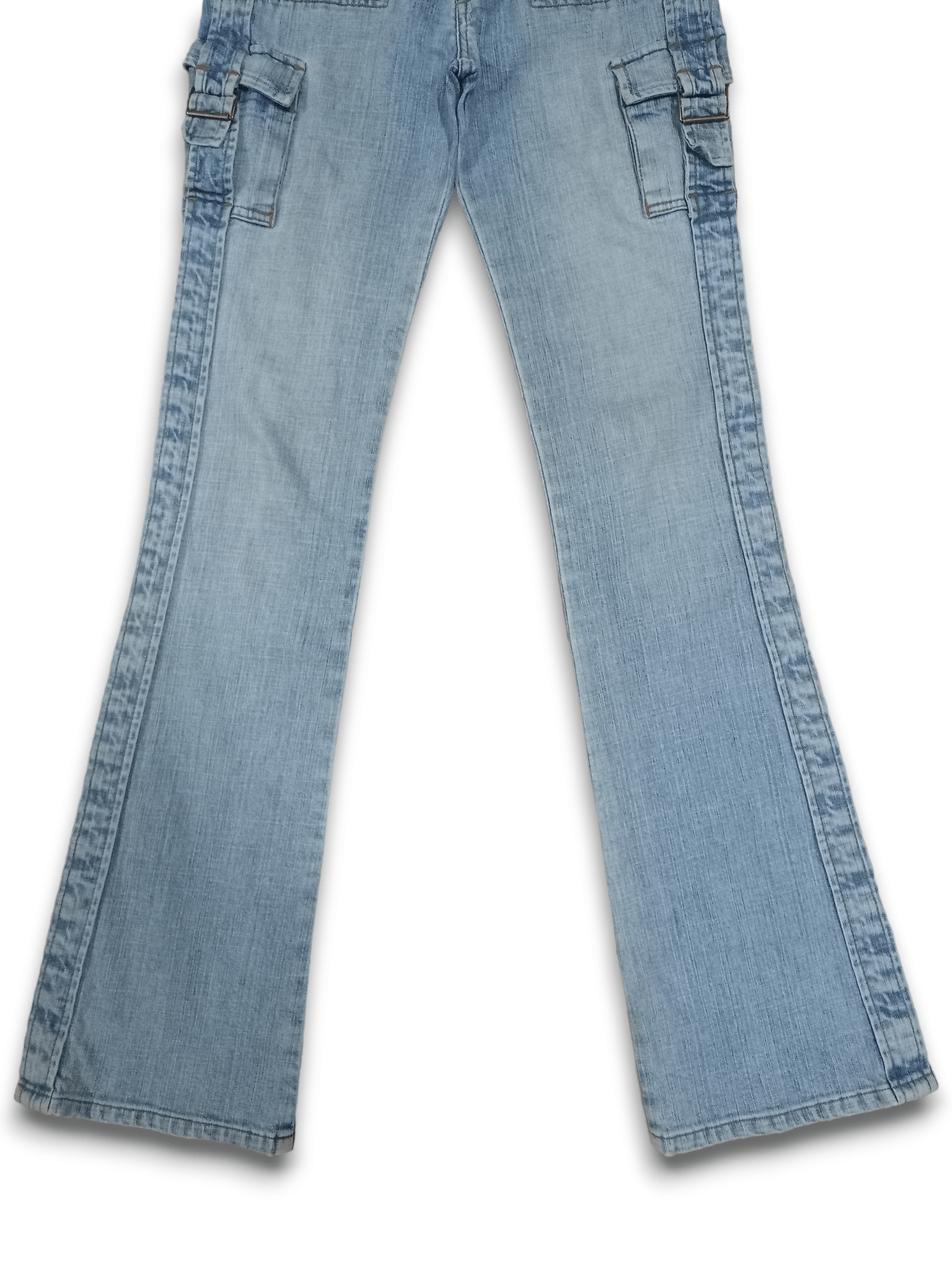 Japanese Brand Vintage Japanese Brand Blue Wash Cargo Flare Denim Jeans Size 27" / US 4 / IT 40 - 7 Thumbnail
