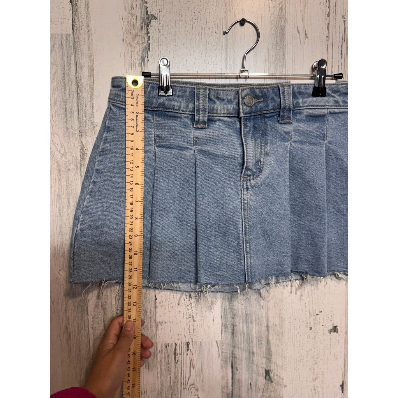 Other Cello Blue Denim Pleated Mini Skirt | Raw Hem Jean Skirt Size Small Size 26" / US 2 / IT 38 - 6 Thumbnail