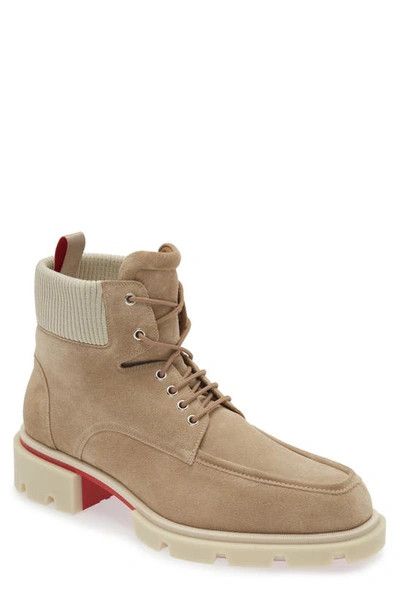 Christian Louboutin o1s1wg111024 Suede Lace up Boots in Light Brown & Red Size US 12 / EU 45 - 2 Thumbnail