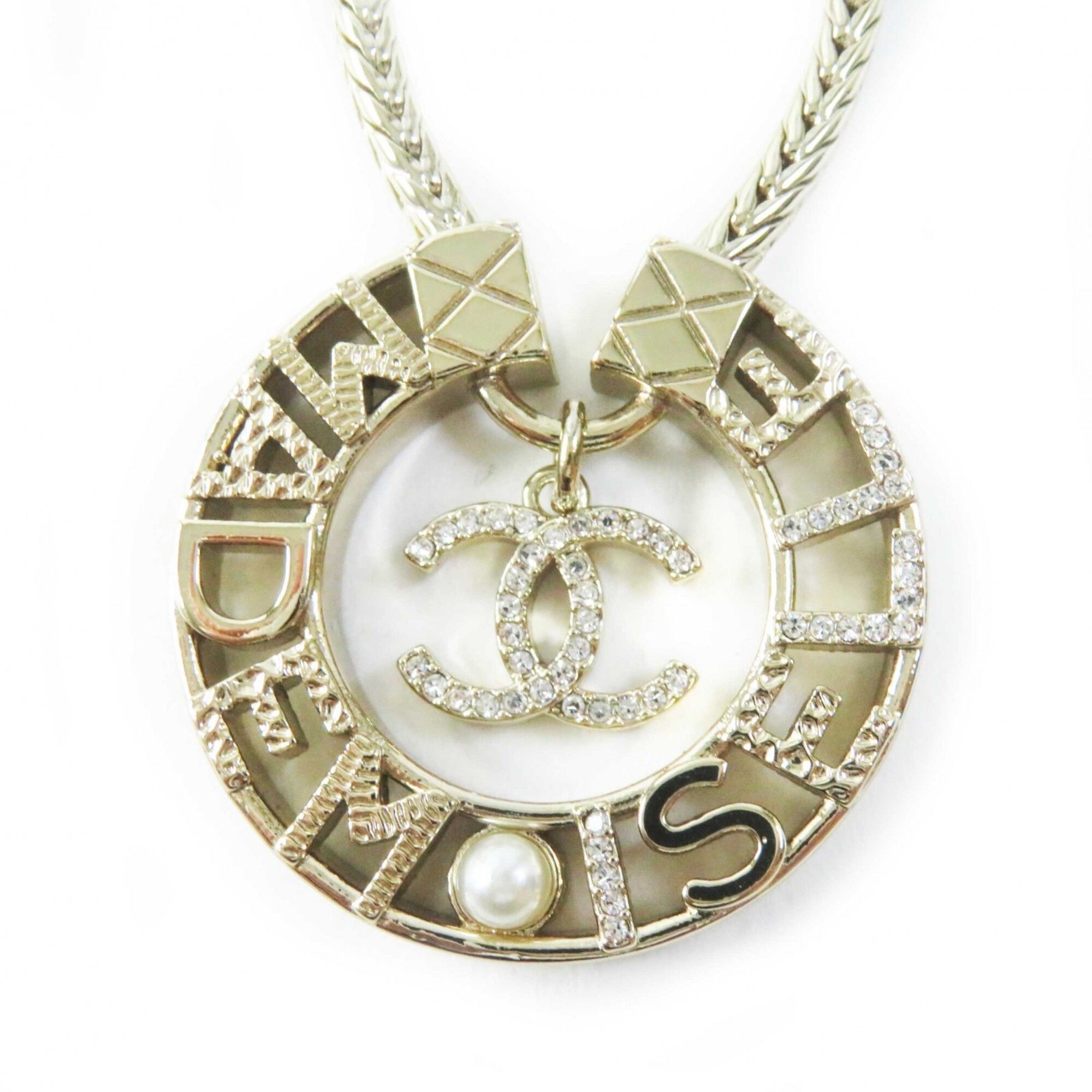 Chanel CHANEL Y22X MADEMOISELLE Rhinestone Coco Mark Necklace Pendant Gold with Box for Women Size ONE SIZE - 1 Thumbnail