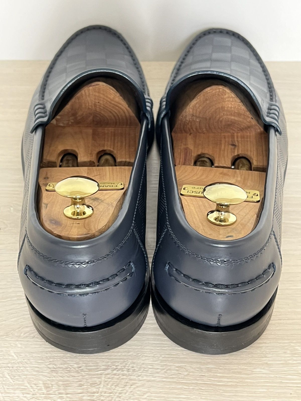 Louis Vuitton Louis Vuitton Damier Embossed Leather Penny Loafers Blue 10 Size US 10 / EU 43 - 12 Thumbnail