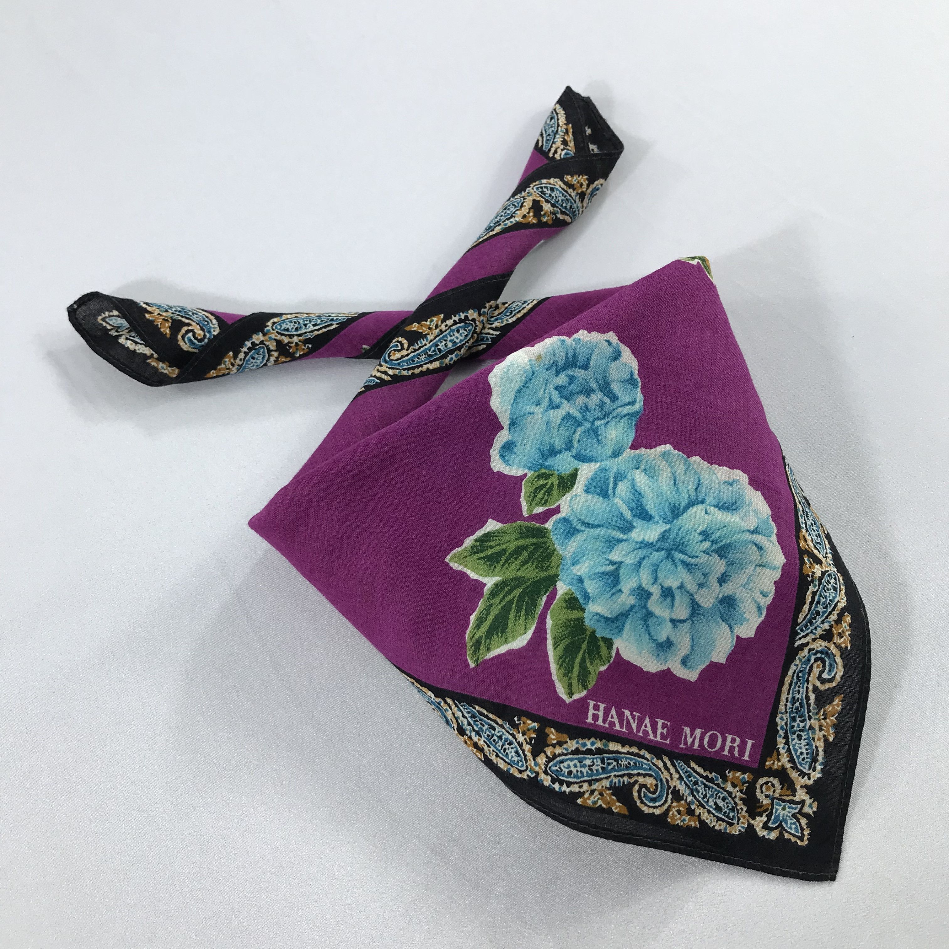 Hanae Mori × Vintage Hanae Mori Bandana / Handkerchief / Neckerchief - S2483 Size ONE SIZE - 4 Thumbnail