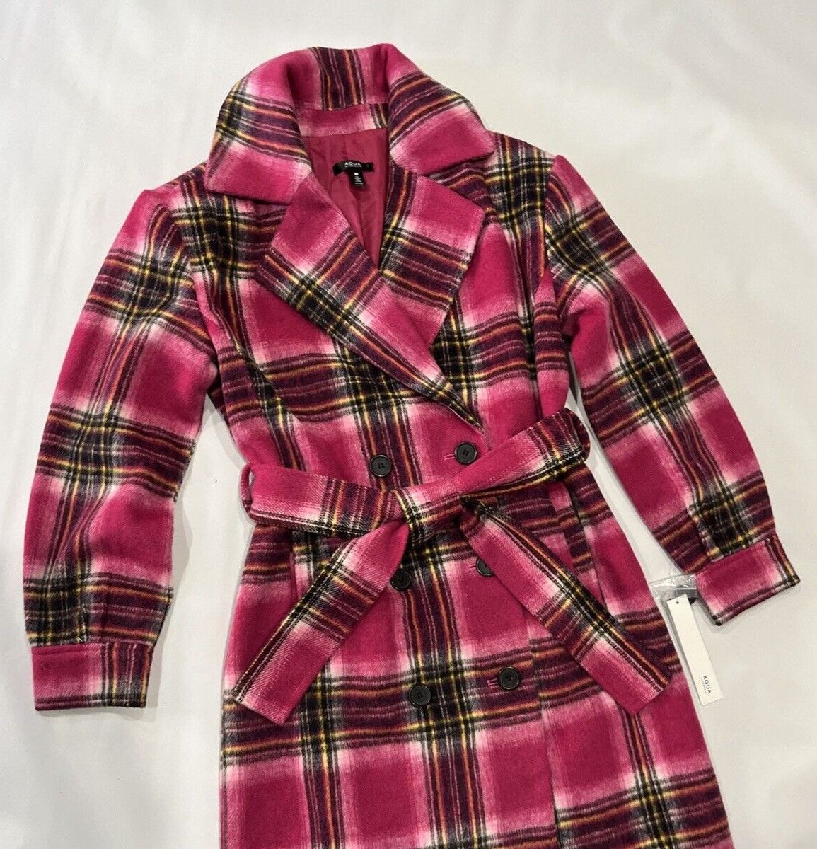 AQUA × Designer AQUA Plaid Duster Trench Coat - 100% Exclusive Size S / US 4 / IT 40 - 2 Thumbnail