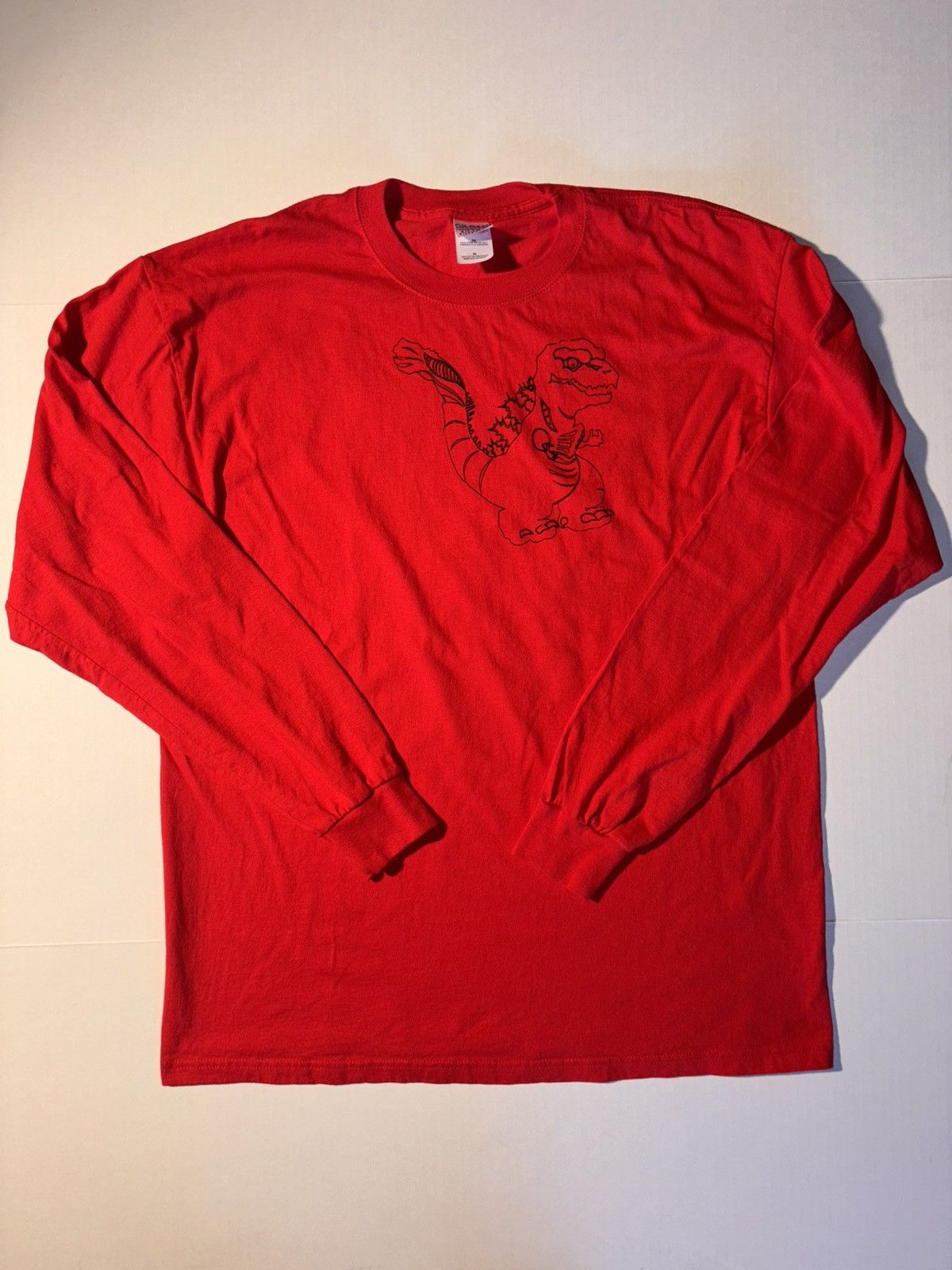 Vintage Vtg Godzilla Dinosaur T Rex Art Red Long Sleeve T-shirt XL Size US XL / EU 56 / 4 - 1 Thumbnail