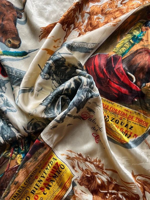Other Vintage 1980’s Spain Silk Scarf Camino de la Plaza Size ONE SIZE - 10 Thumbnail