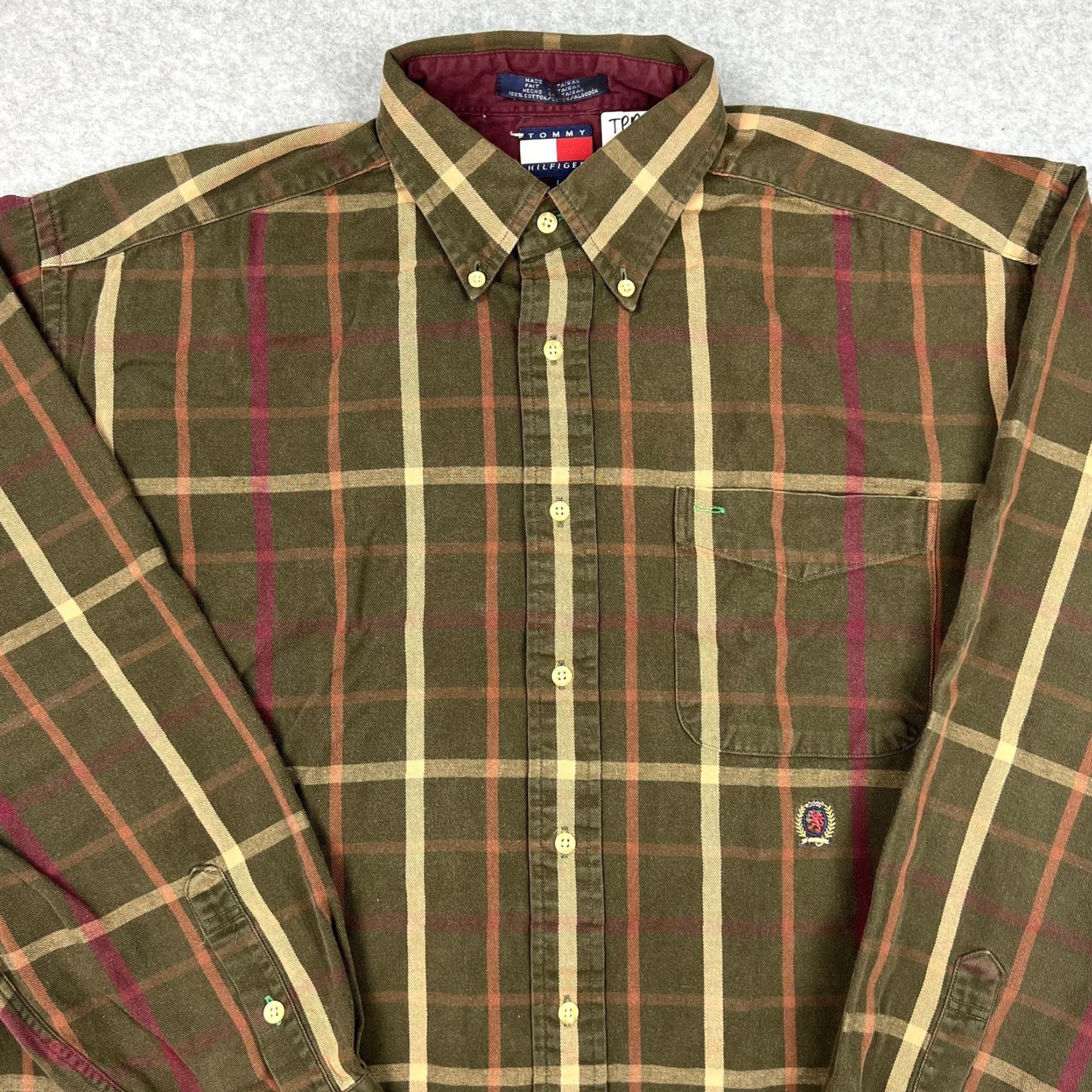 Tommy Hilfiger Tommy Hilfiger Shirt Mens L Green Plaid Button Up Crest Logo Casual Vintage 90s Mens Size US L / EU 52-54 / 3 - 5 Thumbnail