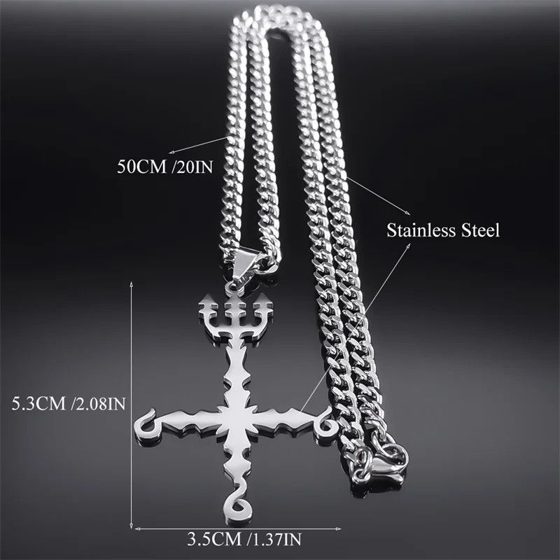 Jewelry 666 Satan Inverted Cross Trident Demonic Pendant Talisman Size ONE SIZE - 5 Thumbnail
