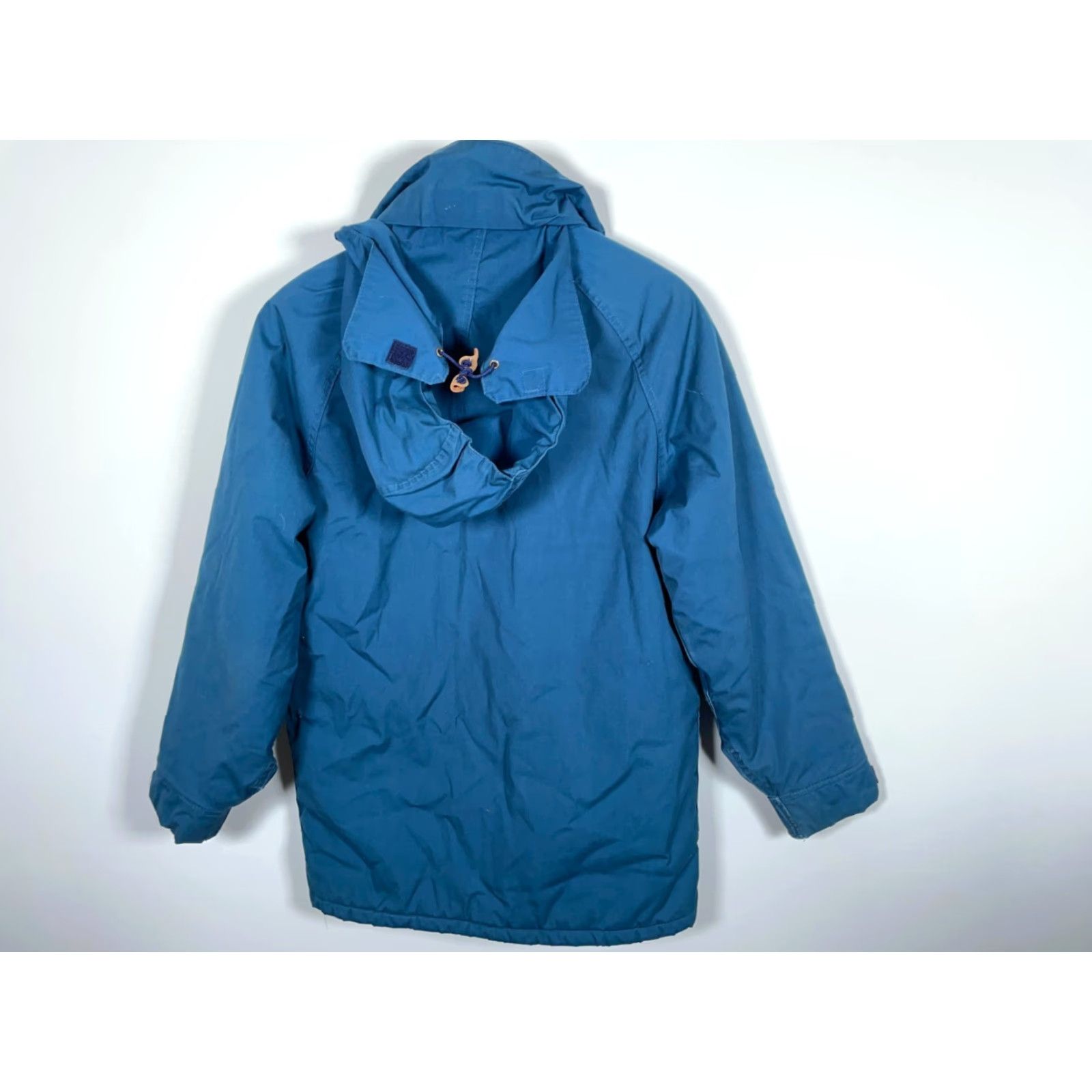 Vintage VINTAGE Woolrich Parka Jacket Mens Medium Blue Full Zip Hooded Lined Pockets Removable Hood 80s Size US M / EU 48-50 / 2 - 2 Thumbnail