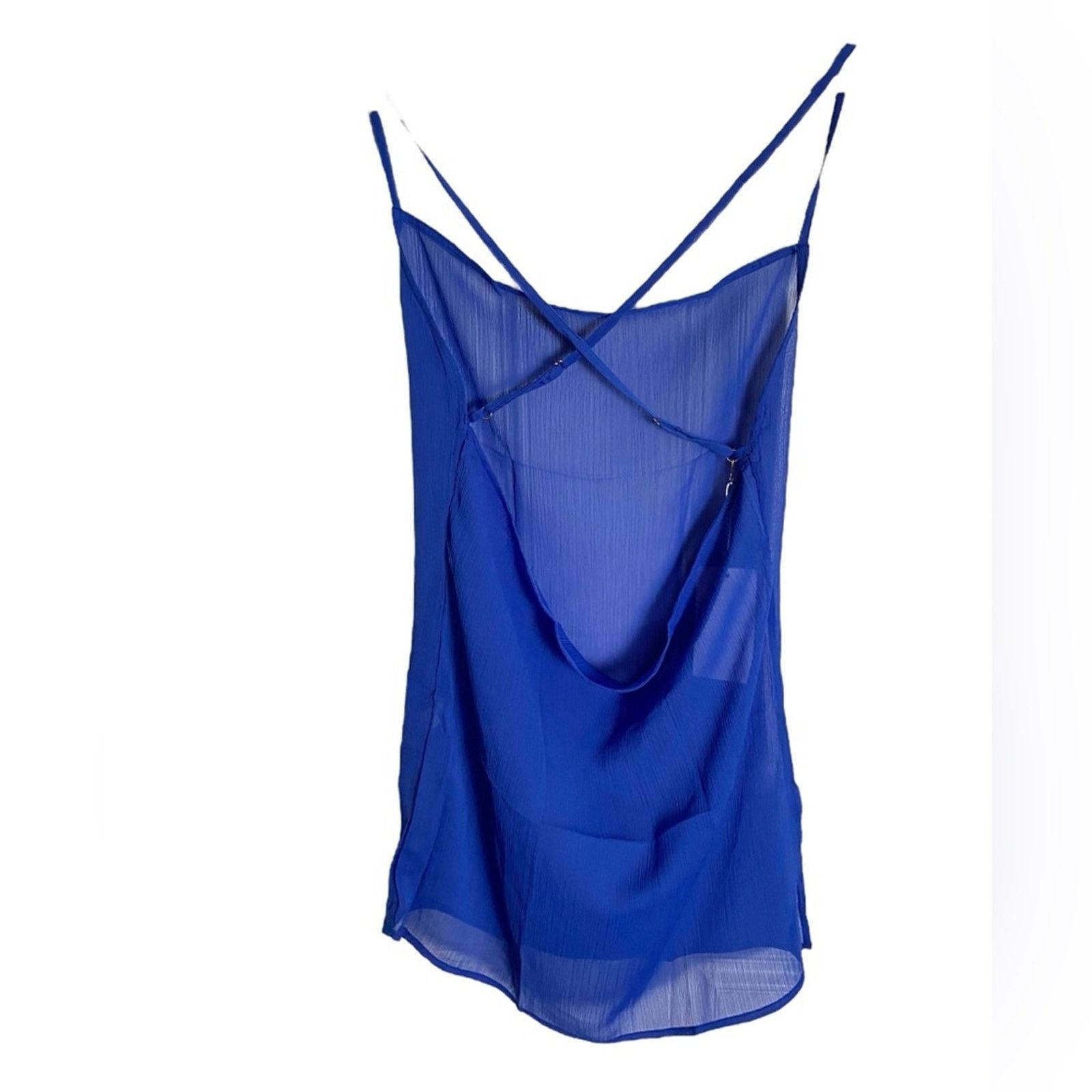 Other Toluca Gigi Cowl Neck Sheer Mini Cover Dress Blue S Size ONE SIZE - 3 Thumbnail