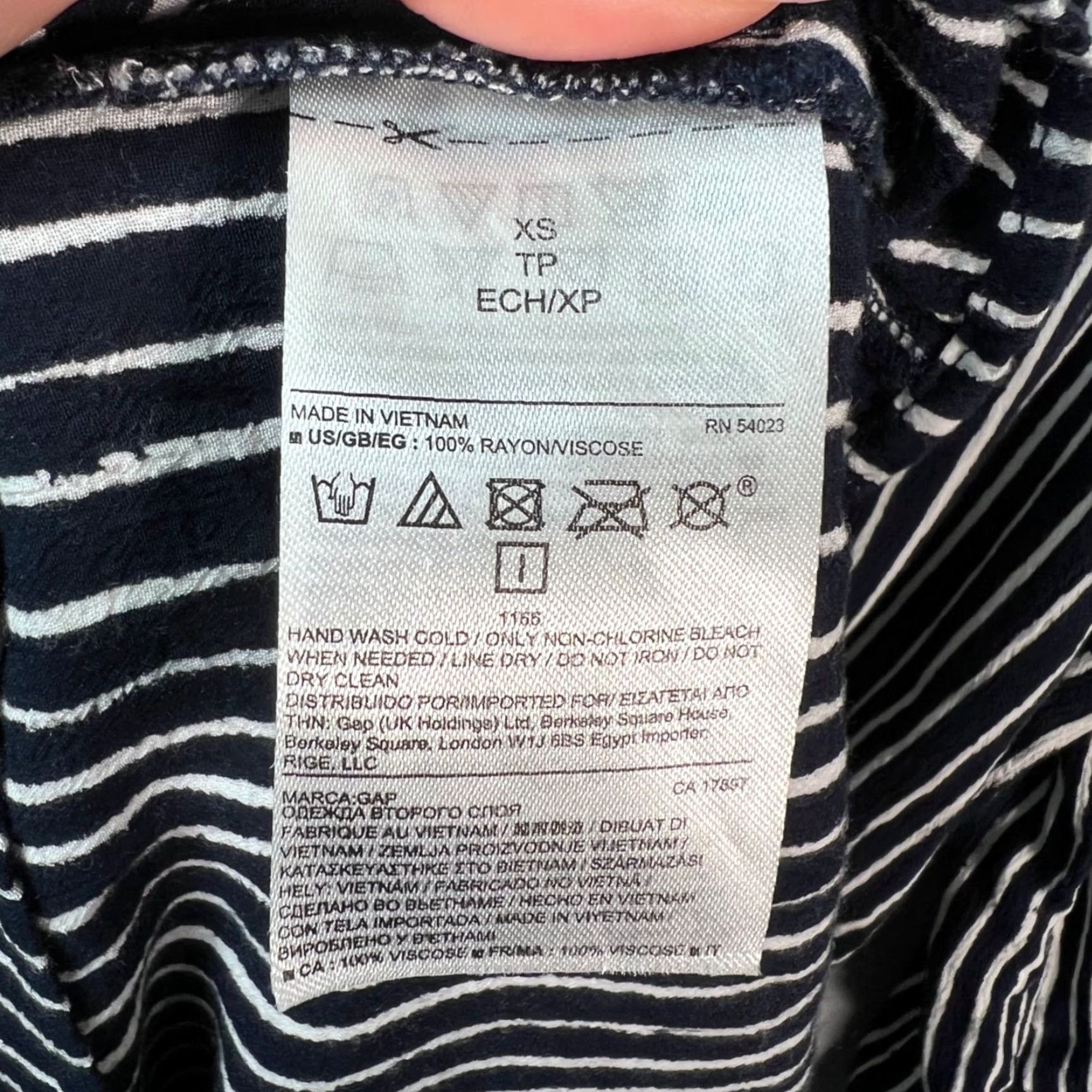 Gap Gap Womens XS Striped Navy Blue & White Button-Down Dress Rayon Dress Clothing Size XS / US 0-2 / IT 36-38 - 4 Thumbnail