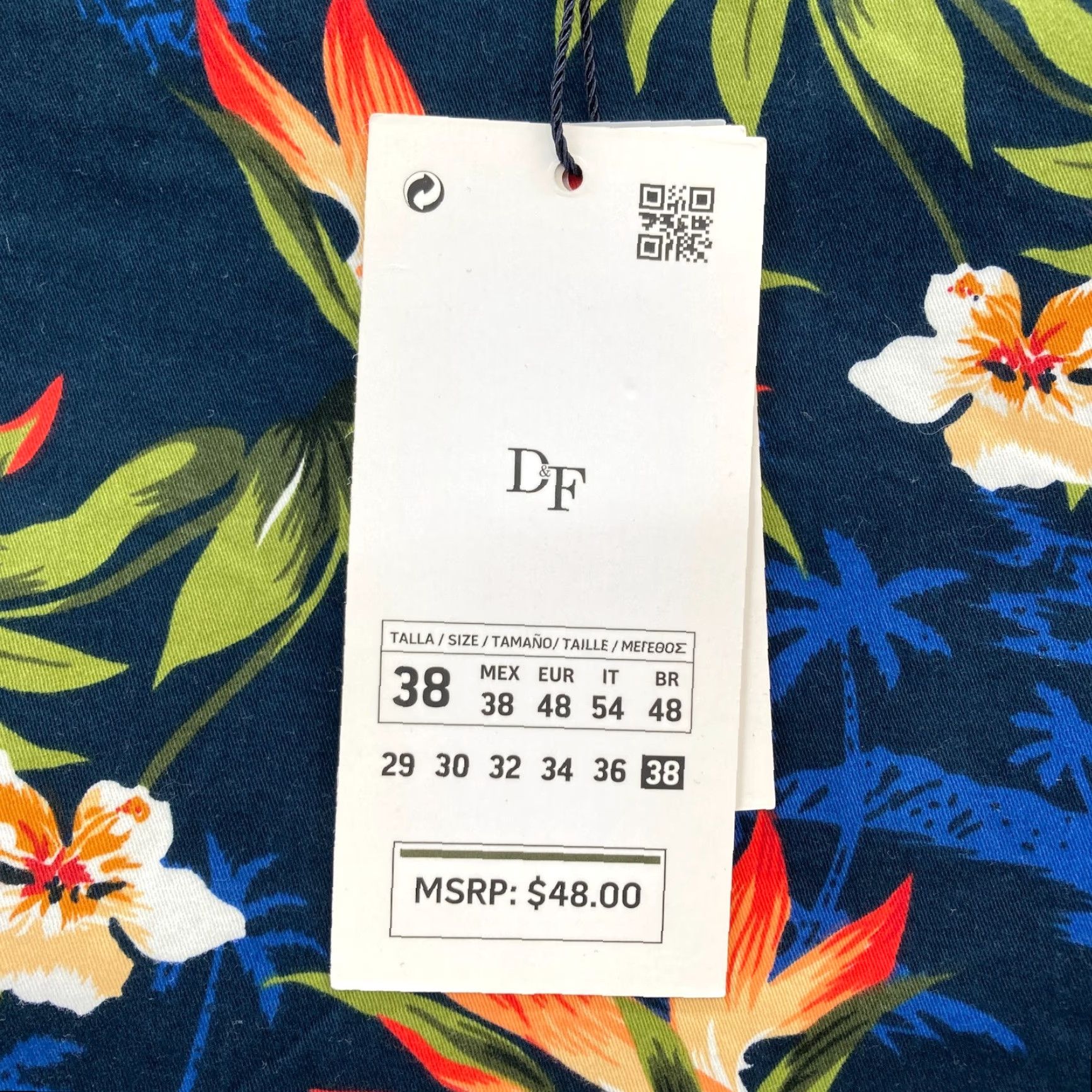 Vintage Denim & Flower Chino Shorts Mens 38 Blue Floral Roll Cuff Stretch Fabric Casual Size US 38 / EU 54 - 5 Thumbnail
