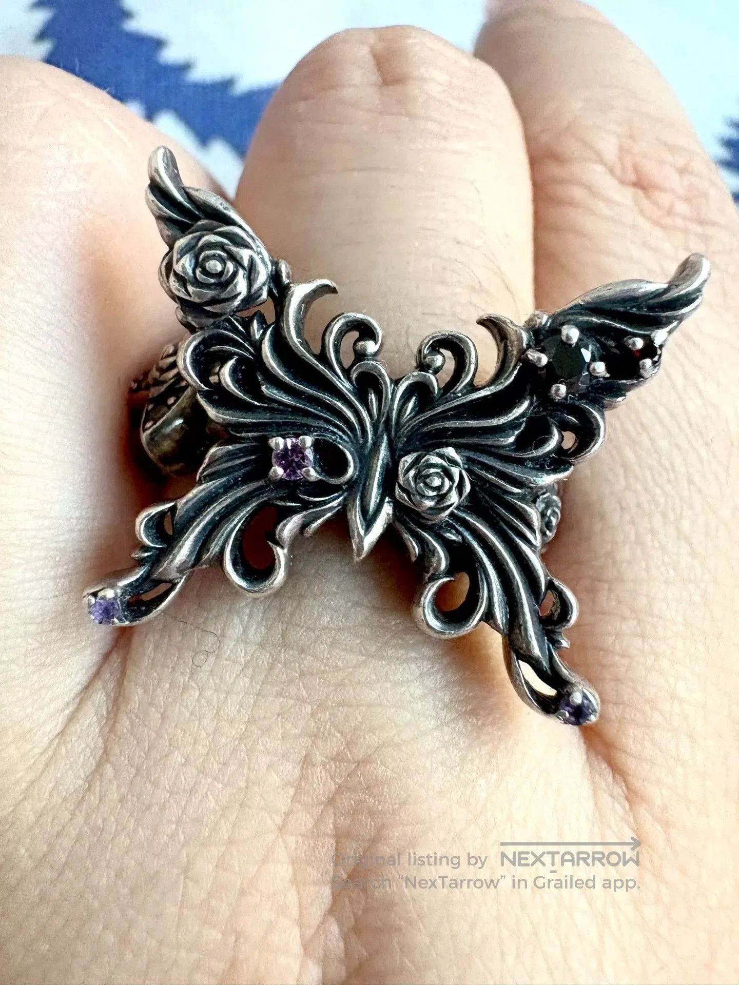 Vivienne Westwood silver butterfly statement ring for women. Size ONE SIZE - 2 Thumbnail