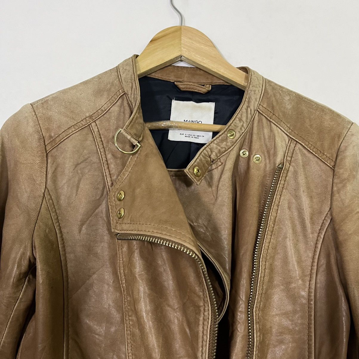 If Six Was Nine MANGO SHEEP GENUINE LEATHER DOUBLE COLLAR BIKER JACKET Size S / US 4 / IT 40 - 5 Thumbnail
