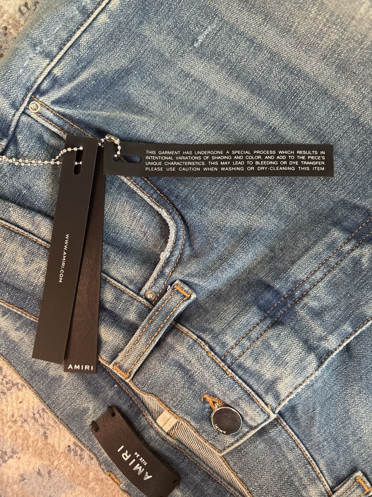 Amiri Blue Bandana Patch MX1 Distressed Denim Size US 34 / EU 50 - 7 Thumbnail