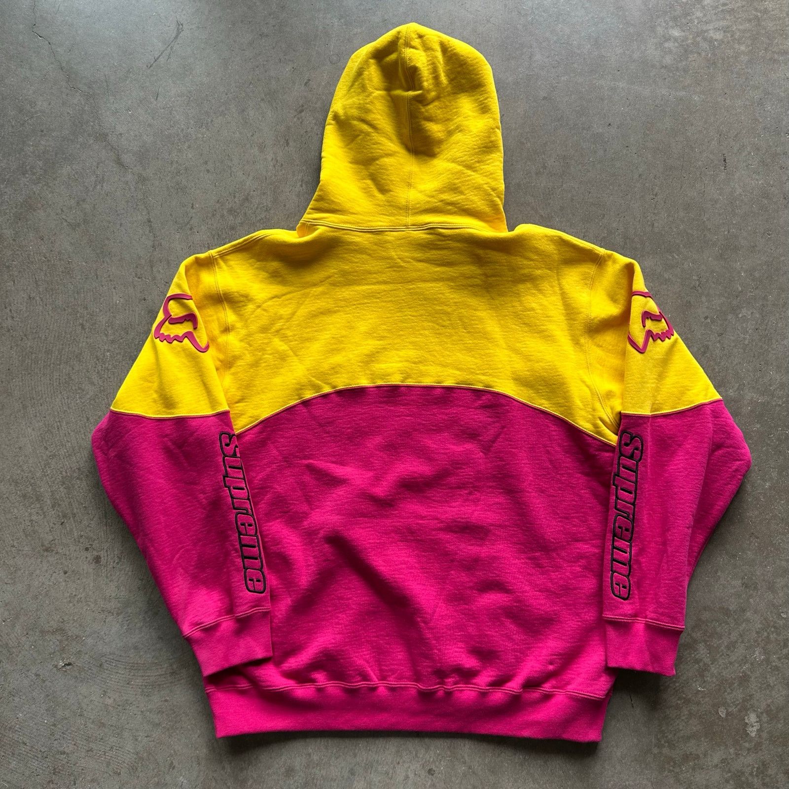 Supreme x Fox Racing Hoodie Yellow and Pink