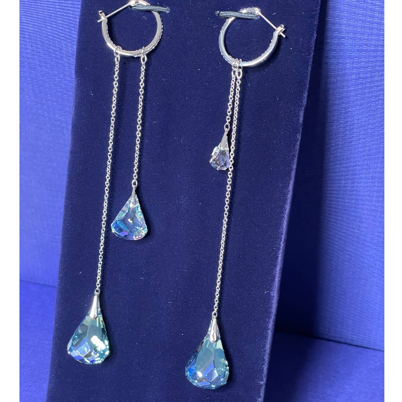 Swarovski Swarovski Spirit hoop pierced earrings Aqua, Rhodium plated Size ONE SIZE - 2 Thumbnail