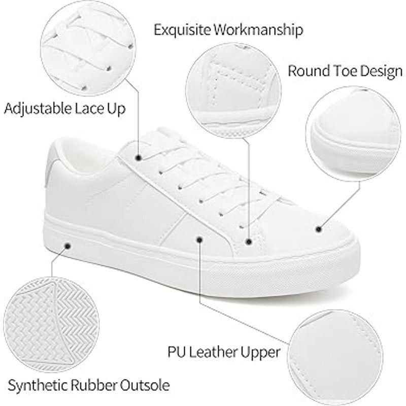 Other Adokoo Women's Size 7.5 White Faux Leather Low Top Sneakers Size US 7.5 / IT 37.5 - 2 Thumbnail