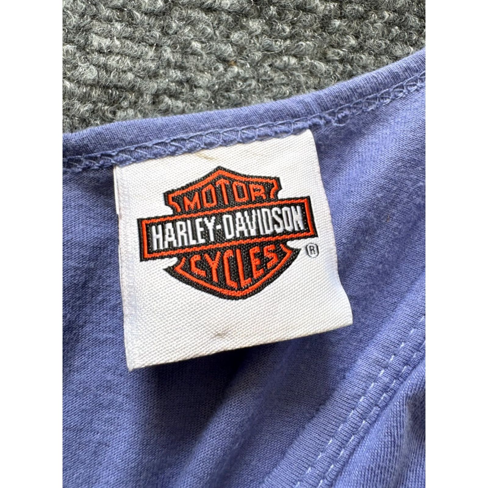 Harley Davidson VINTAGE Harley-Davidson Top Womens XL Blue Cotton Custer South Dakota Blouse Short Sleeve Motorcycle USA Womens XL Blue Cotton Harley-Davidson Size XL / US 12-14 / IT 48-50 - 3 Thumbnail