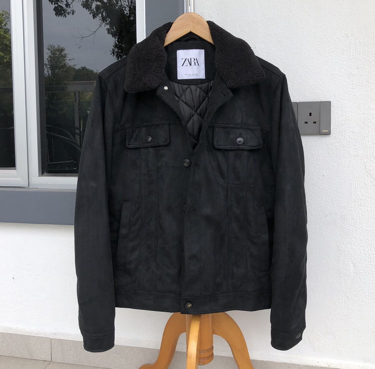 Zara Zara Velvet Lined Quilted Trucker Jacket With Sherpa Collar Size US M / EU 48-50 / 2 - 3 Thumbnail