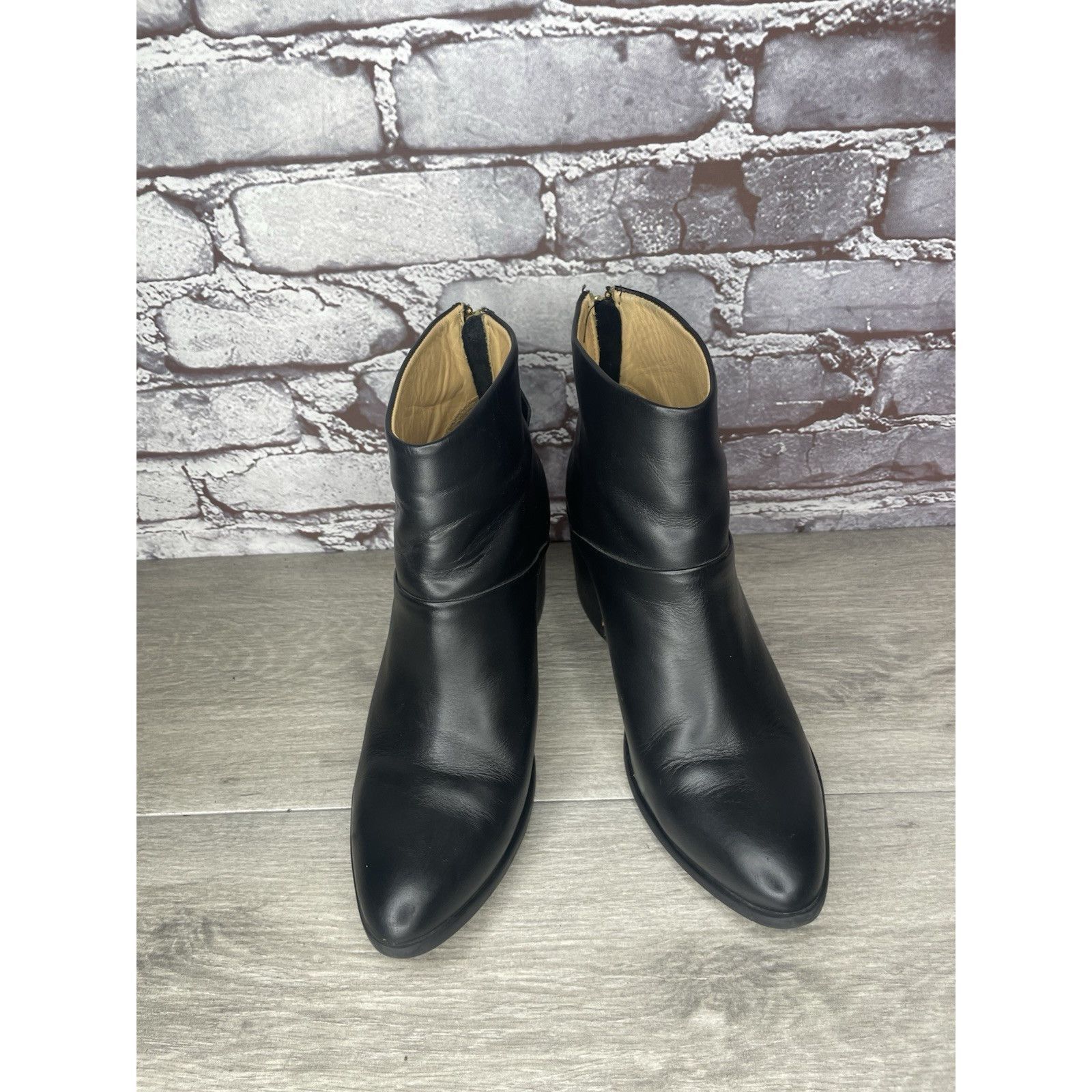 Nisolo Nisolo Black Leather Ankle Back Zip Heel Booties Boots Women Size US 9 / IT 39 - 13 Thumbnail