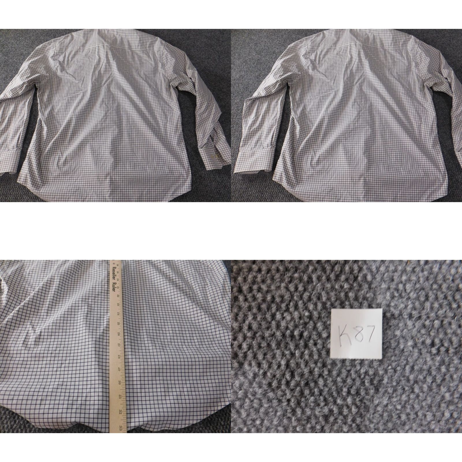 Peter Millar Peter Millar Shirt Mens XL White Plaid Button-Up Long Sleeve Slim Stretch Classic Collared Knit Nylon Spandex Button Down Boys Girls? Size US XL / EU 56 / 4 - 8 Thumbnail