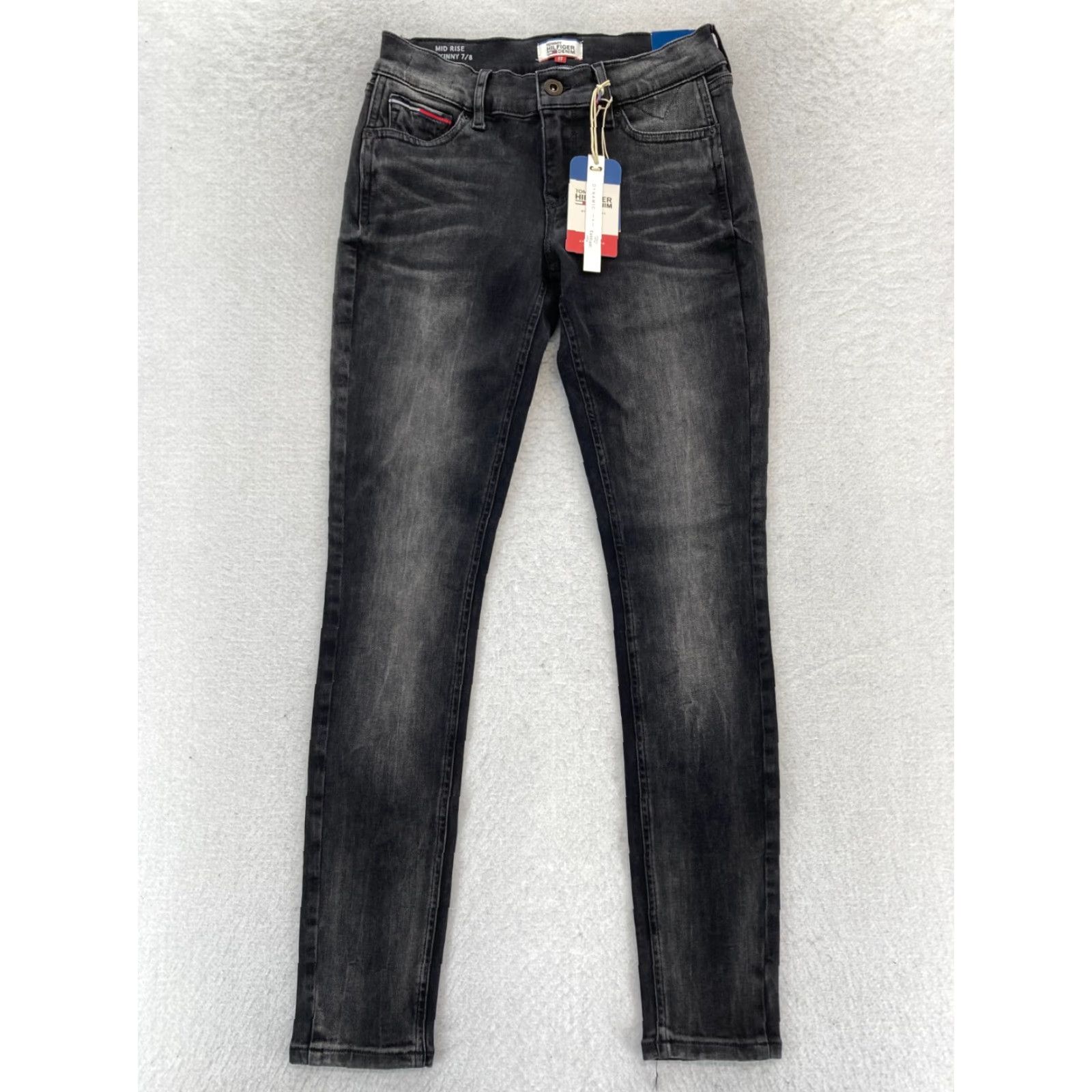 Tommy Hilfiger Tommy Hilfiger Jeans Women's 7/8 Nora Skinny Mid Rise Black Candiani Denim 26x27 Size 26" / US 2 / IT 38 - 2 Thumbnail