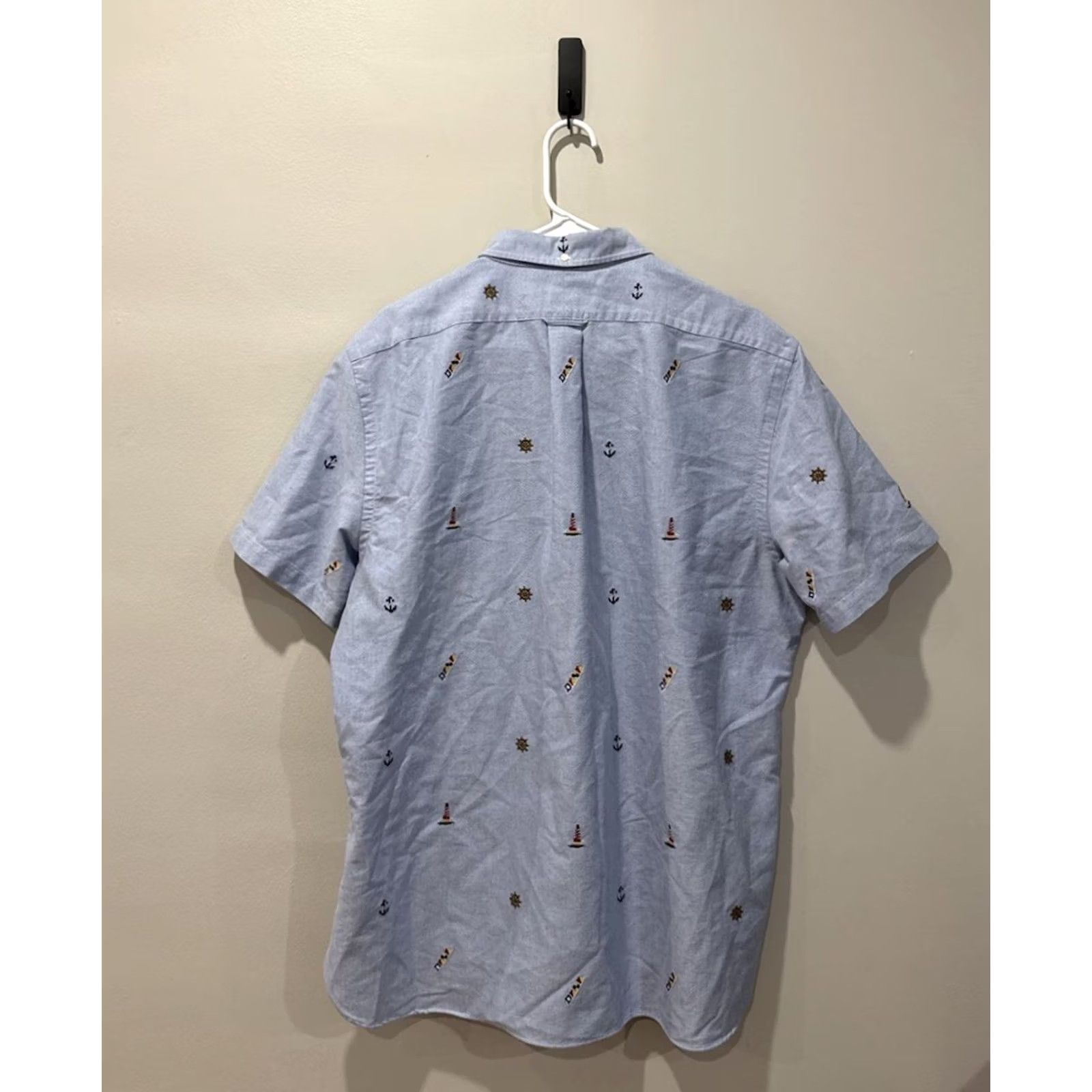 Ralph Lauren Ralph Lauren Polo Shirt Blue Oxford Embroidered Anchors Flags XL Nautical Button-Front Short Sleeve Men’s Size US XL / EU 56 / 4 - 2 Thumbnail
