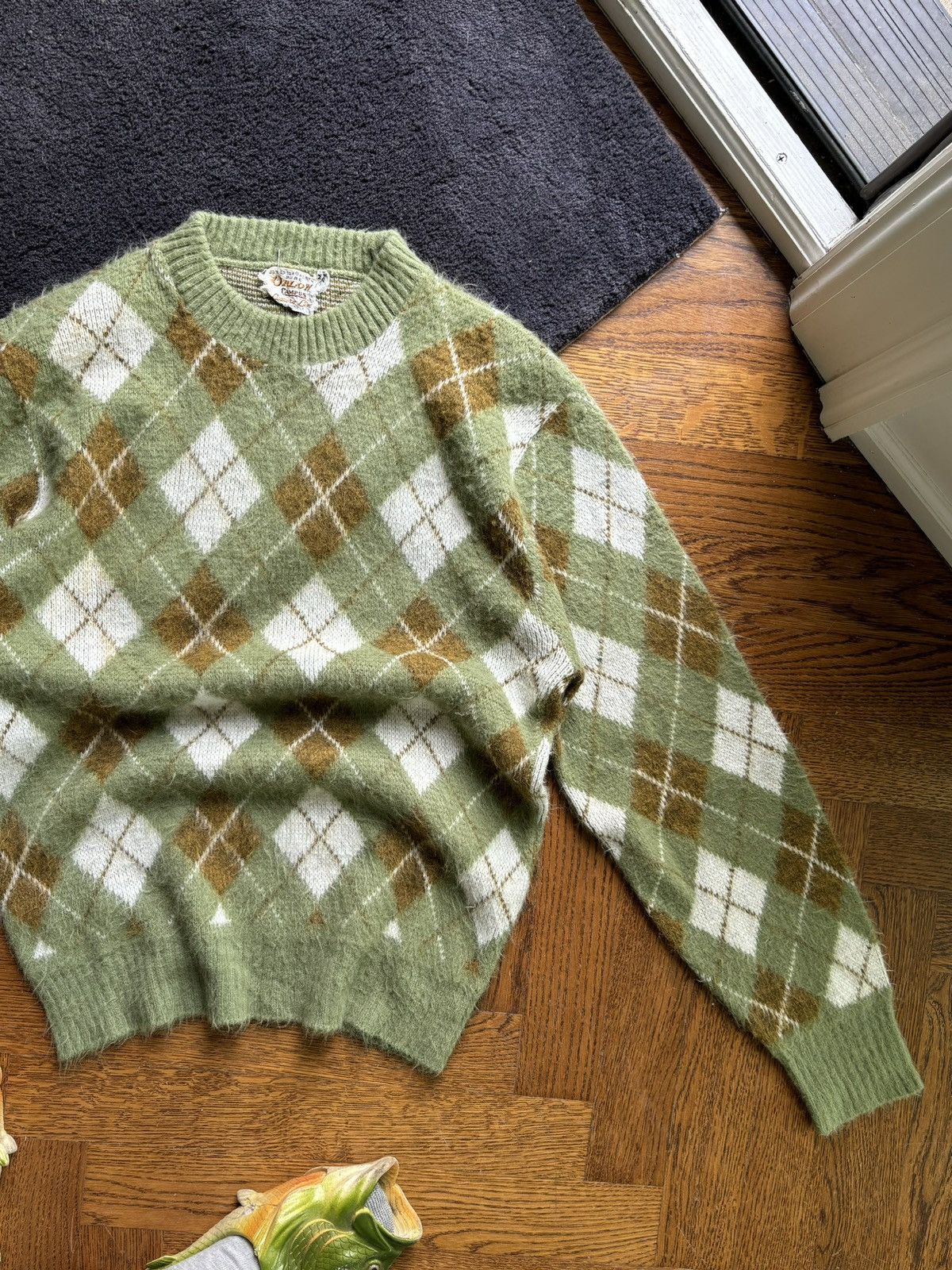 Japanese Brand × Vintage 1960s Argyle Sweater True Vintage Mohair Shag ACNE Crewneck Size US M / EU 48-50 / 2 - 5 Thumbnail