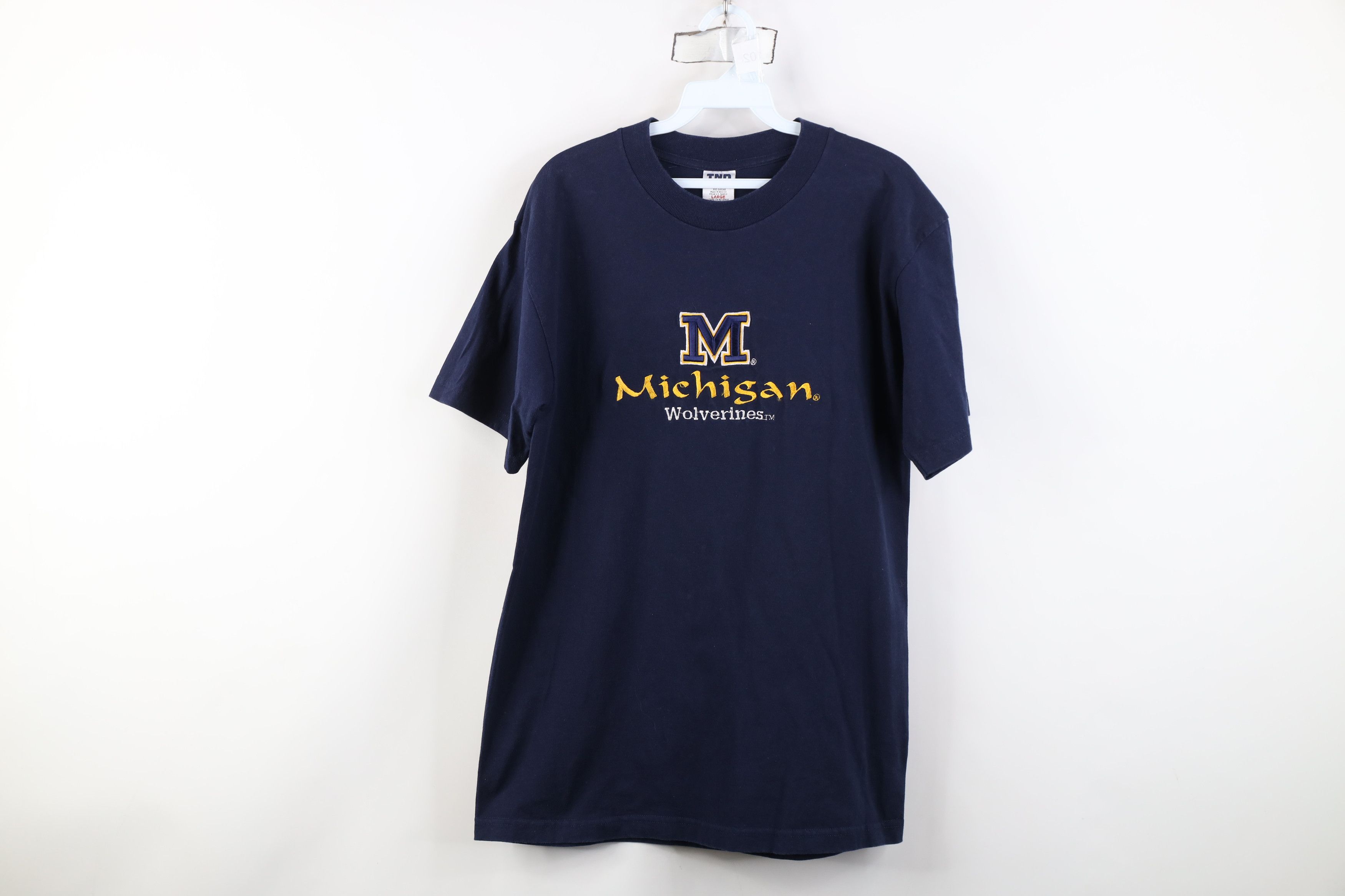Vintage Vintage 90s Spell University of Michigan Wolverines T-Shirt Size US L / EU 52-54 / 3 - 1 Thumbnail
